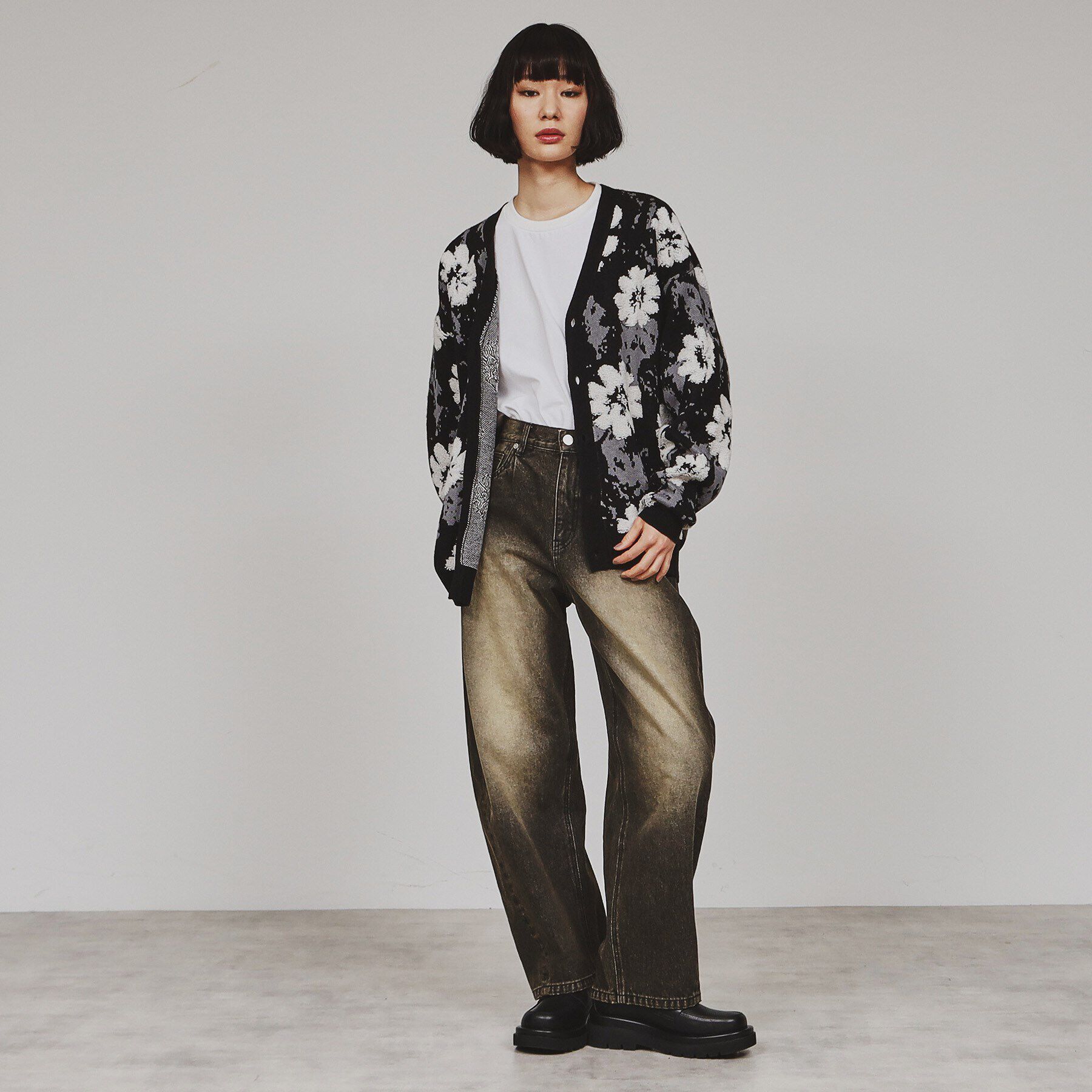 tk.TAKEO KIKUCHI「フラワージャカードカーディガン」|カーディガン|