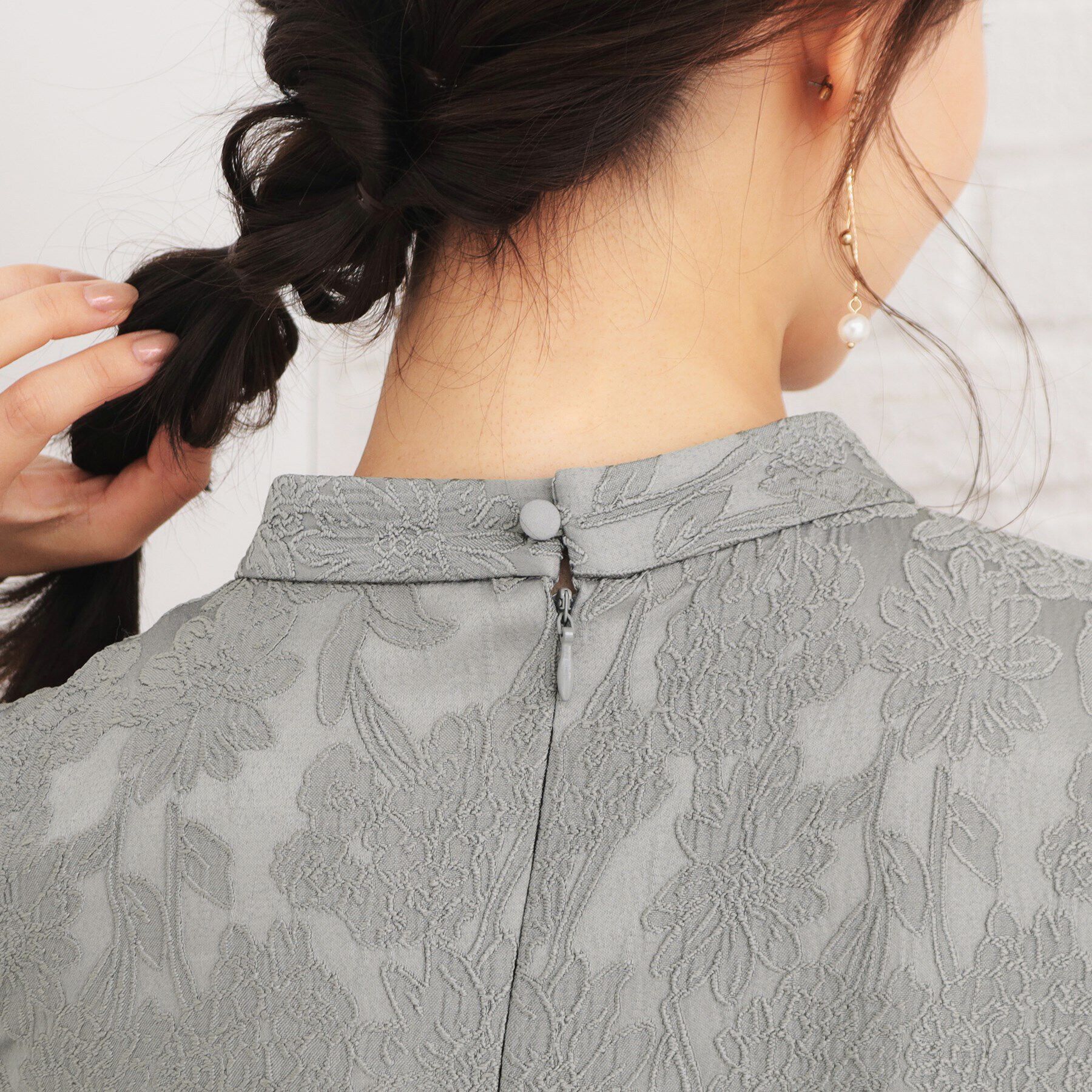 index「ハイネックジャカードフレアワンピース【洗濯機洗い可】」|ワンピース|