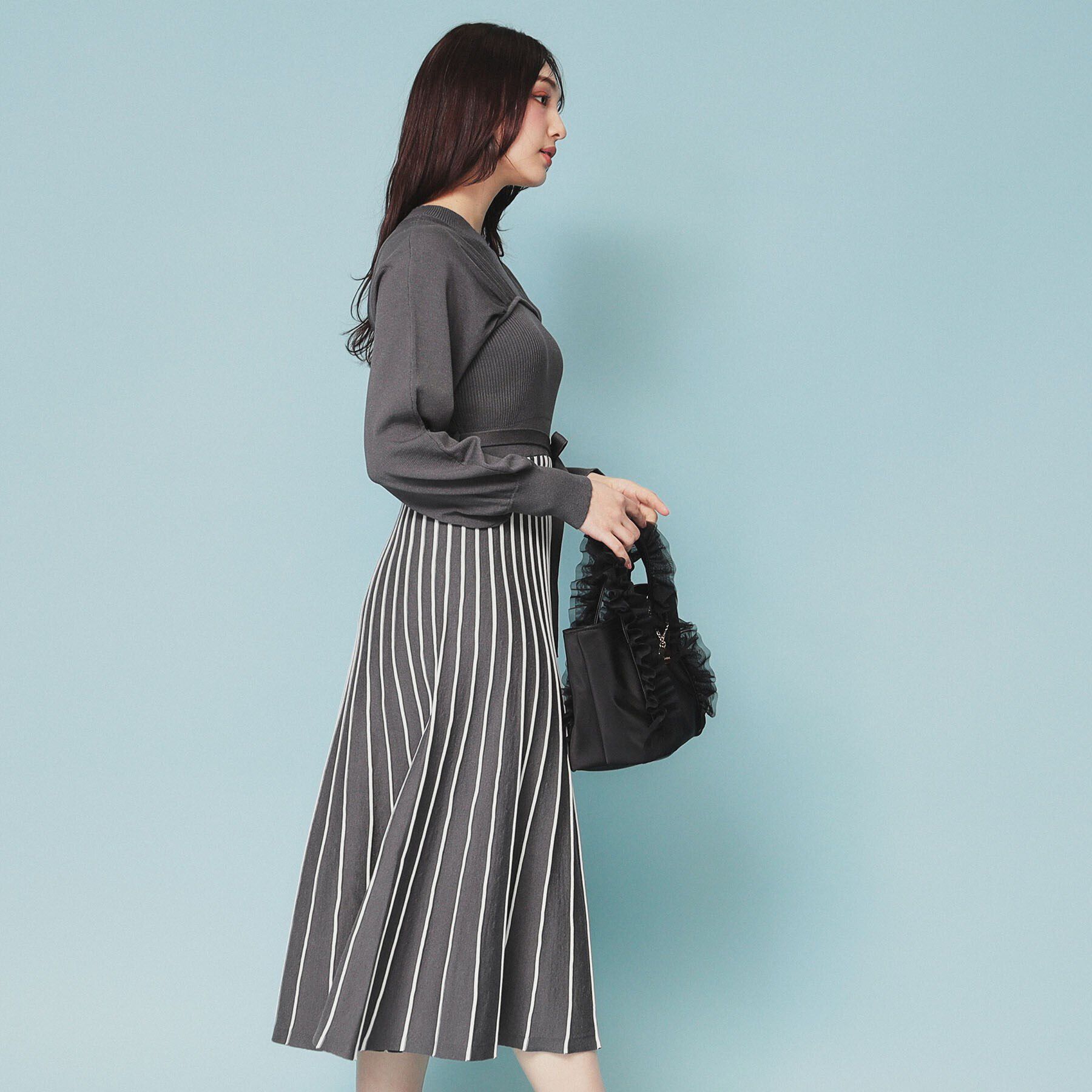 index「ビスチェライクバイカラーニットワンピース【洗濯機洗い可】」|ワンピース|