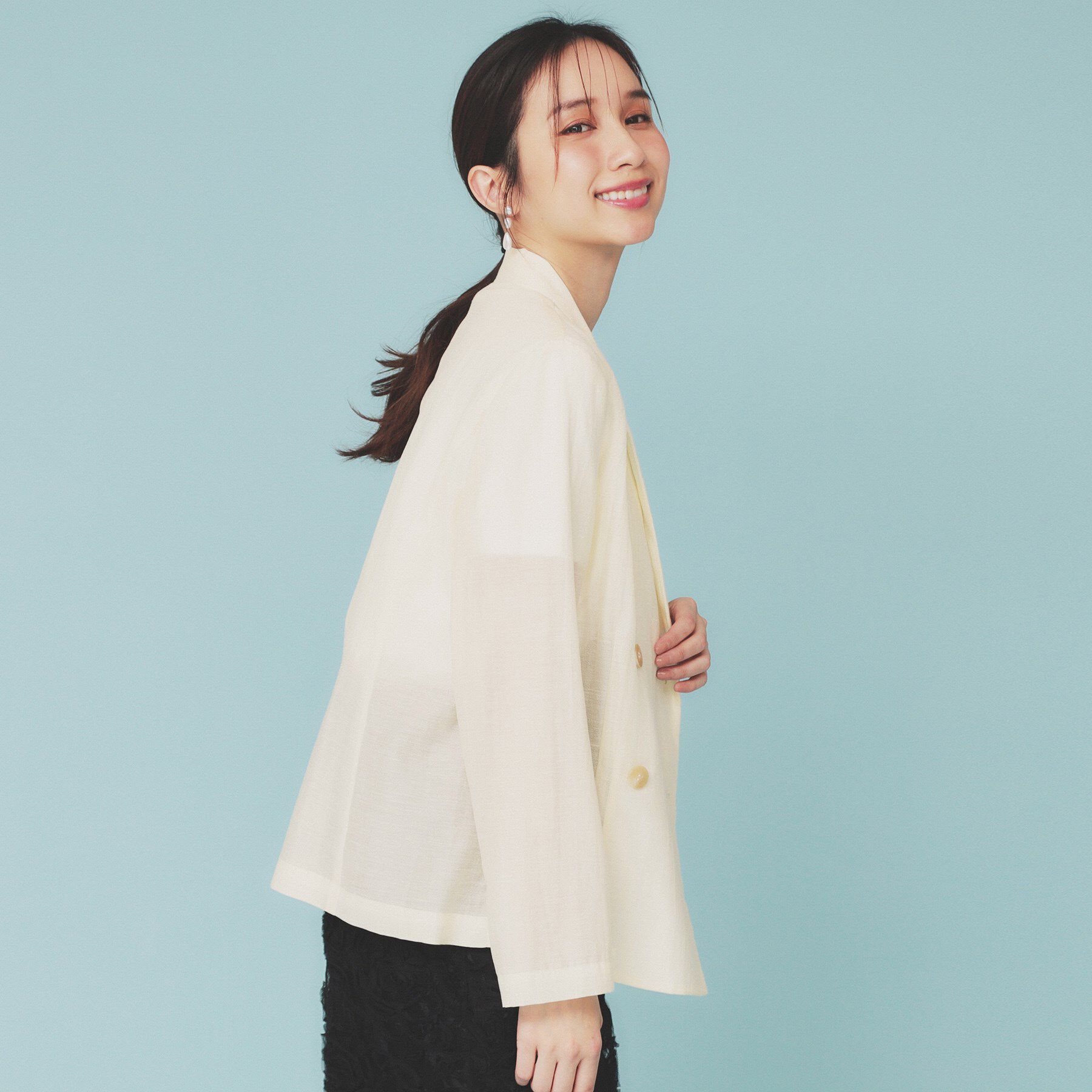 index「麻調シアーダブルブレストテーラードジャケット【洗濯機洗い可】」|テーラードジャケット|