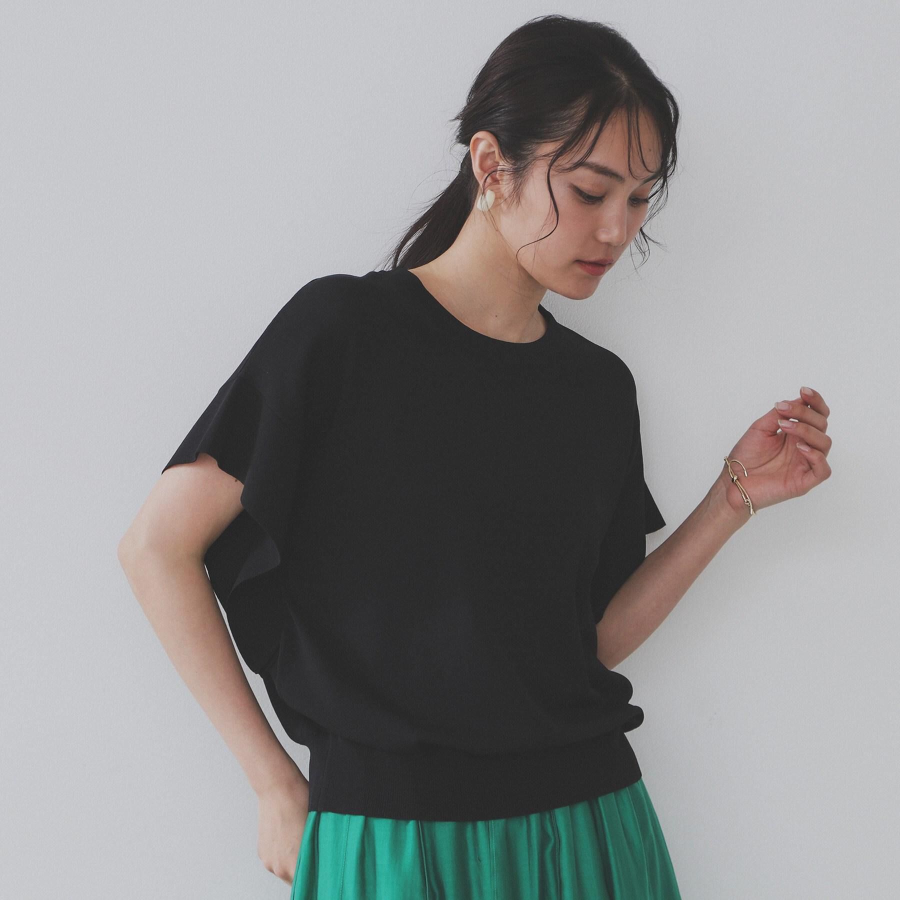 OPAQUE.CLIP「フリルスリーブニット【UVケア/接触冷感/洗濯機洗い可/抗ピル】」|ニット・セーター|