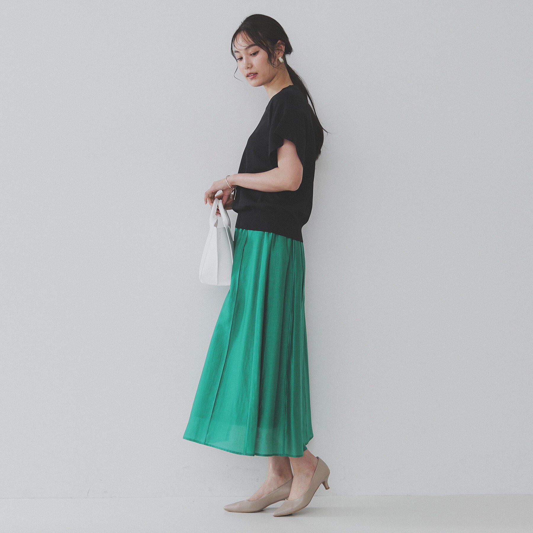 OPAQUE.CLIP「フリルスリーブニット【UVケア/接触冷感/洗濯機洗い可/抗ピル】」|ニット・セーター|