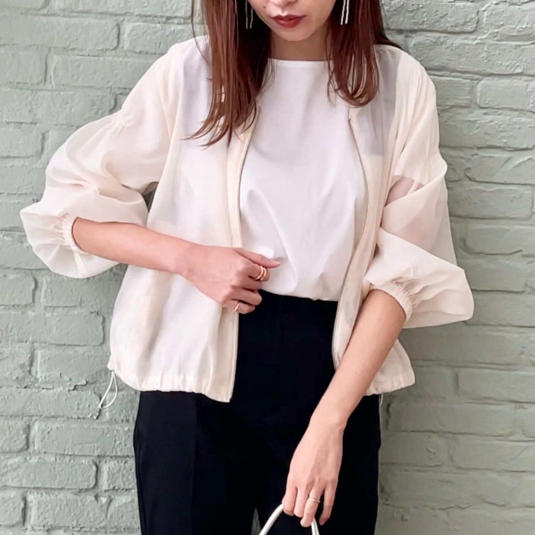 Couture broach「【マシンウォッシャブル・シアー】袖シャーリングシアーブルゾン」|ブルゾン・スタジャン|