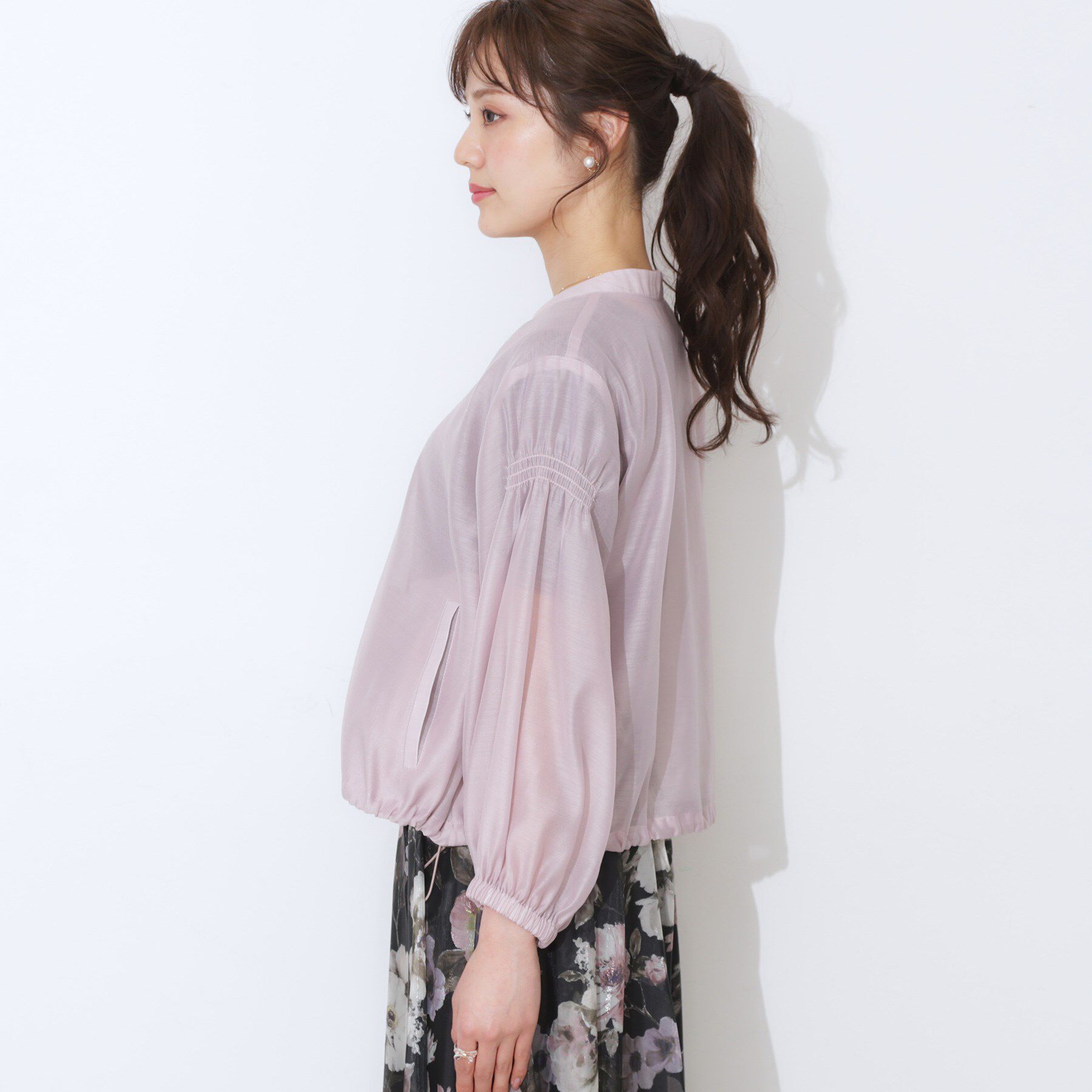 Couture broach「【マシンウォッシャブル・シアー】袖シャーリングシアーブルゾン」|ブルゾン・スタジャン|