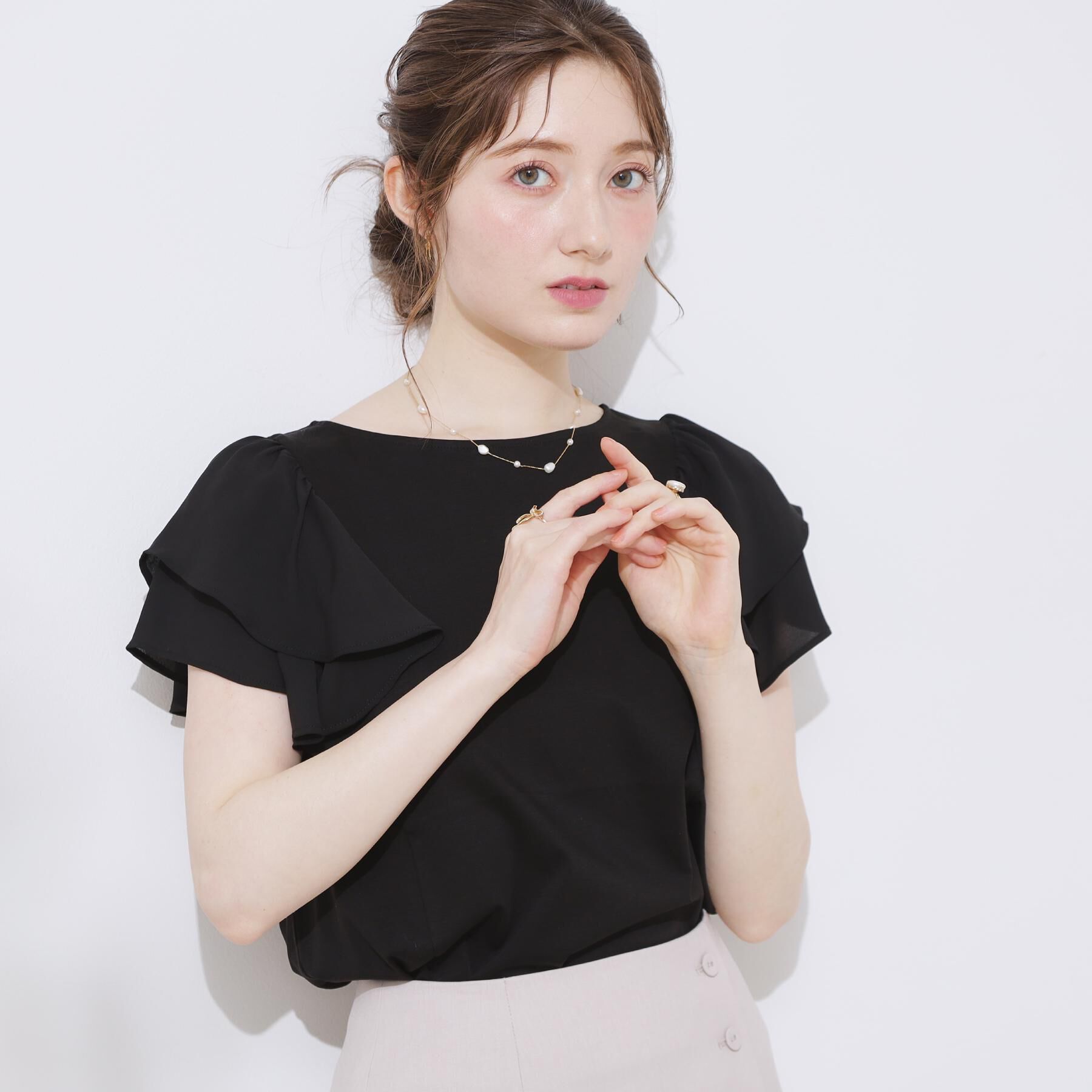 Couture broach「【接触冷感・UVカット・二の腕カバー】ラッフルフレアスリーブ」|Tシャツ・カットソー|