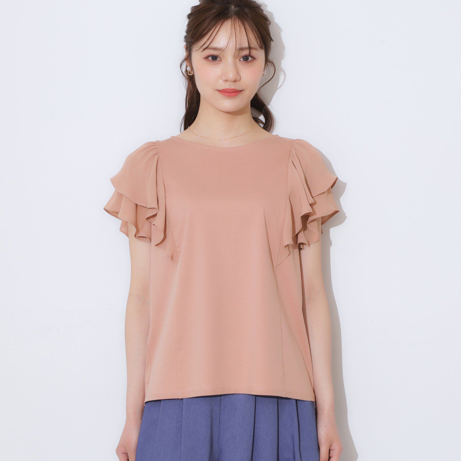 Couture broach「【接触冷感・UVカット・二の腕カバー】ラッフルフレアスリーブ」|Tシャツ・カットソー|