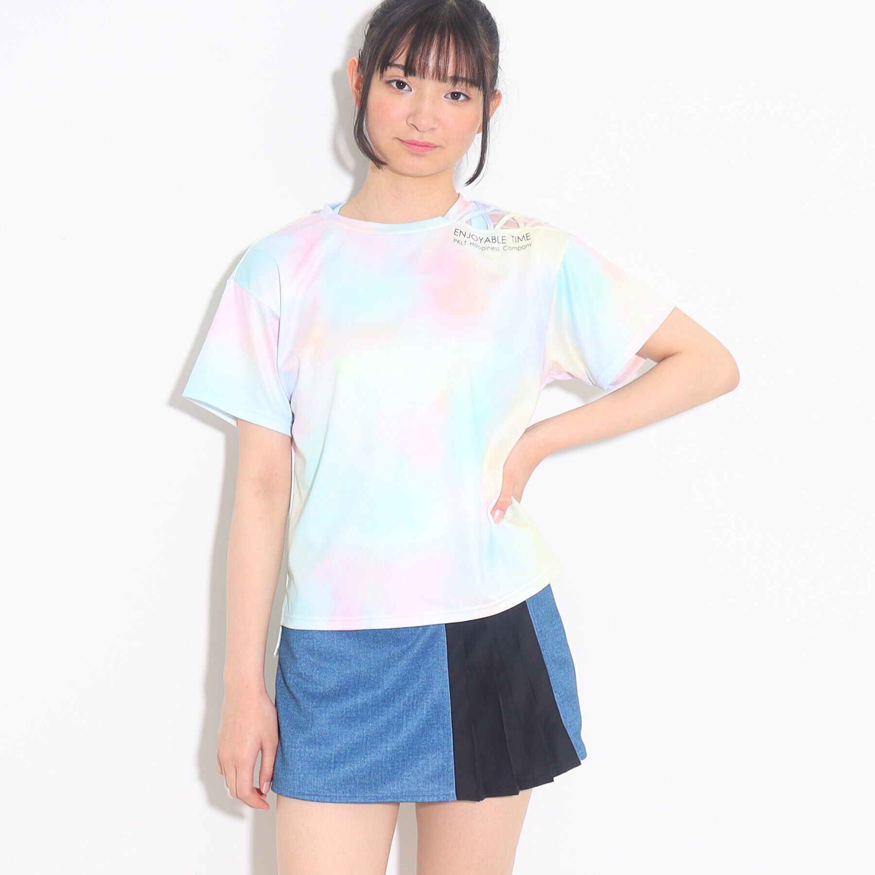 PINK-latte「【プールグッズ/セットアイテム】タイダイメッシュ水着4点セット」|その他|