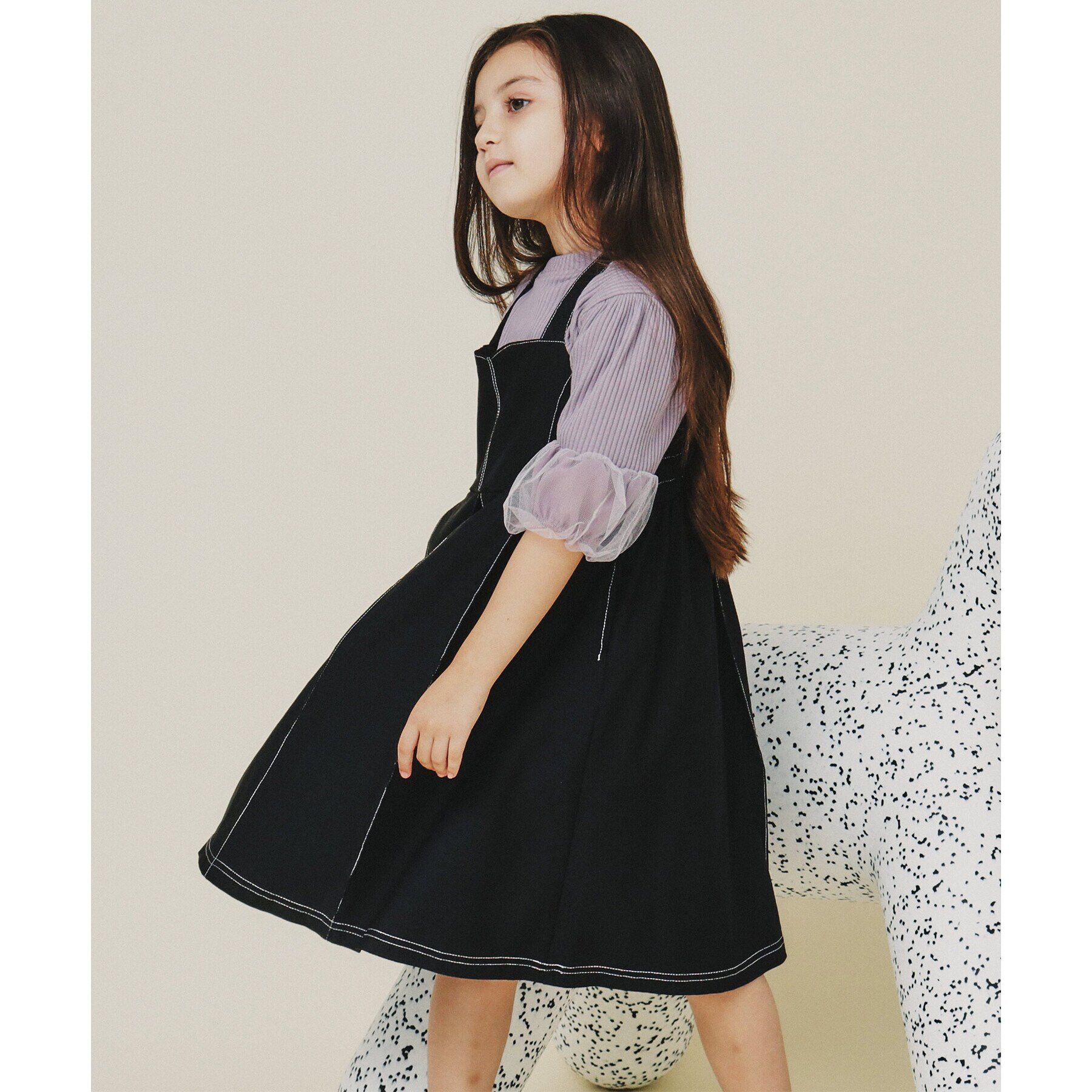 THE SHOP TK「【110－160/親子リンク】デニムジャンスカ/洗濯機OK」|ジャンパースカート|