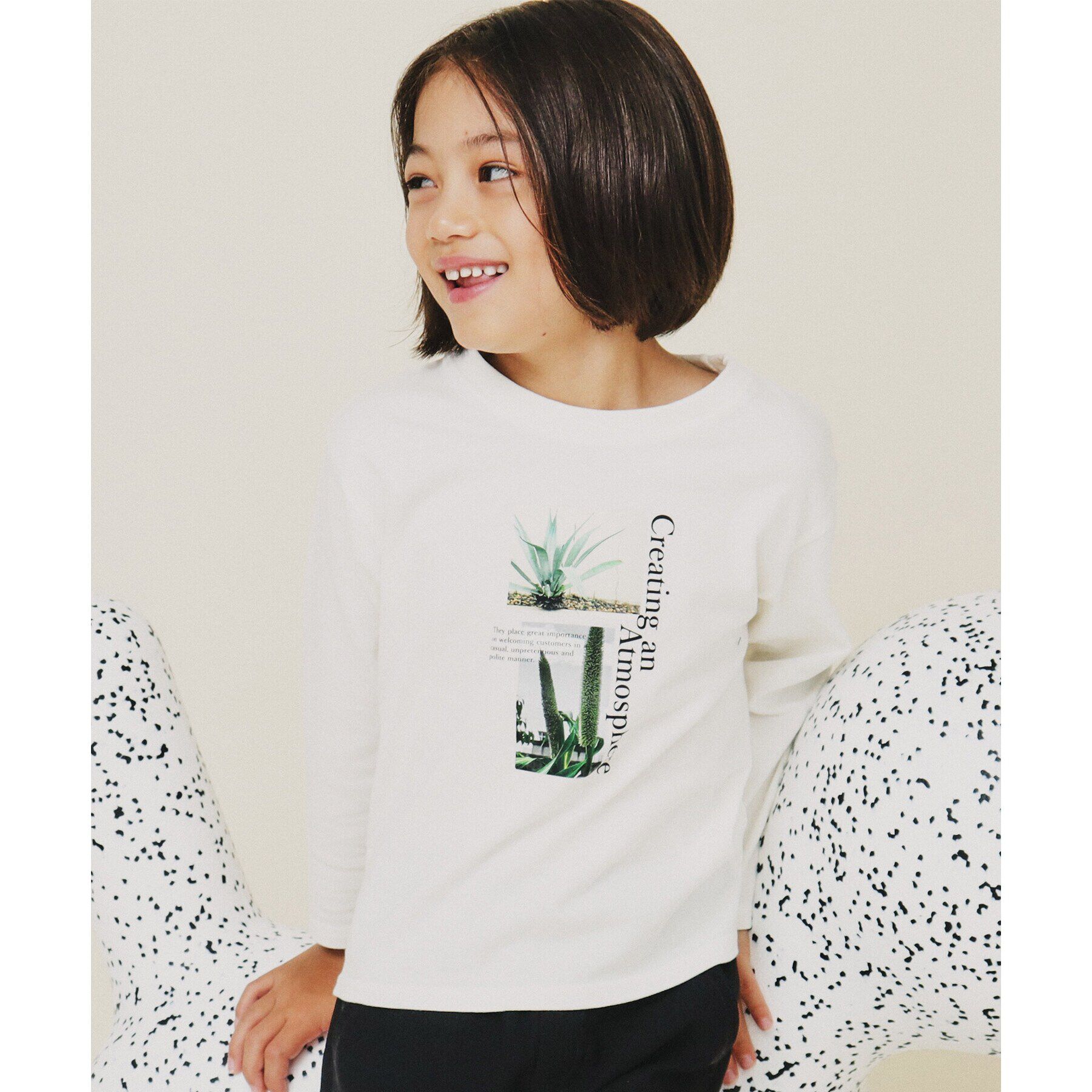 THE SHOP TK「【110－160/親子リンク】オーガビッツコットンプリントTシャツ/洗濯機OK」|Tシャツ・カットソー|オフホワイト(203