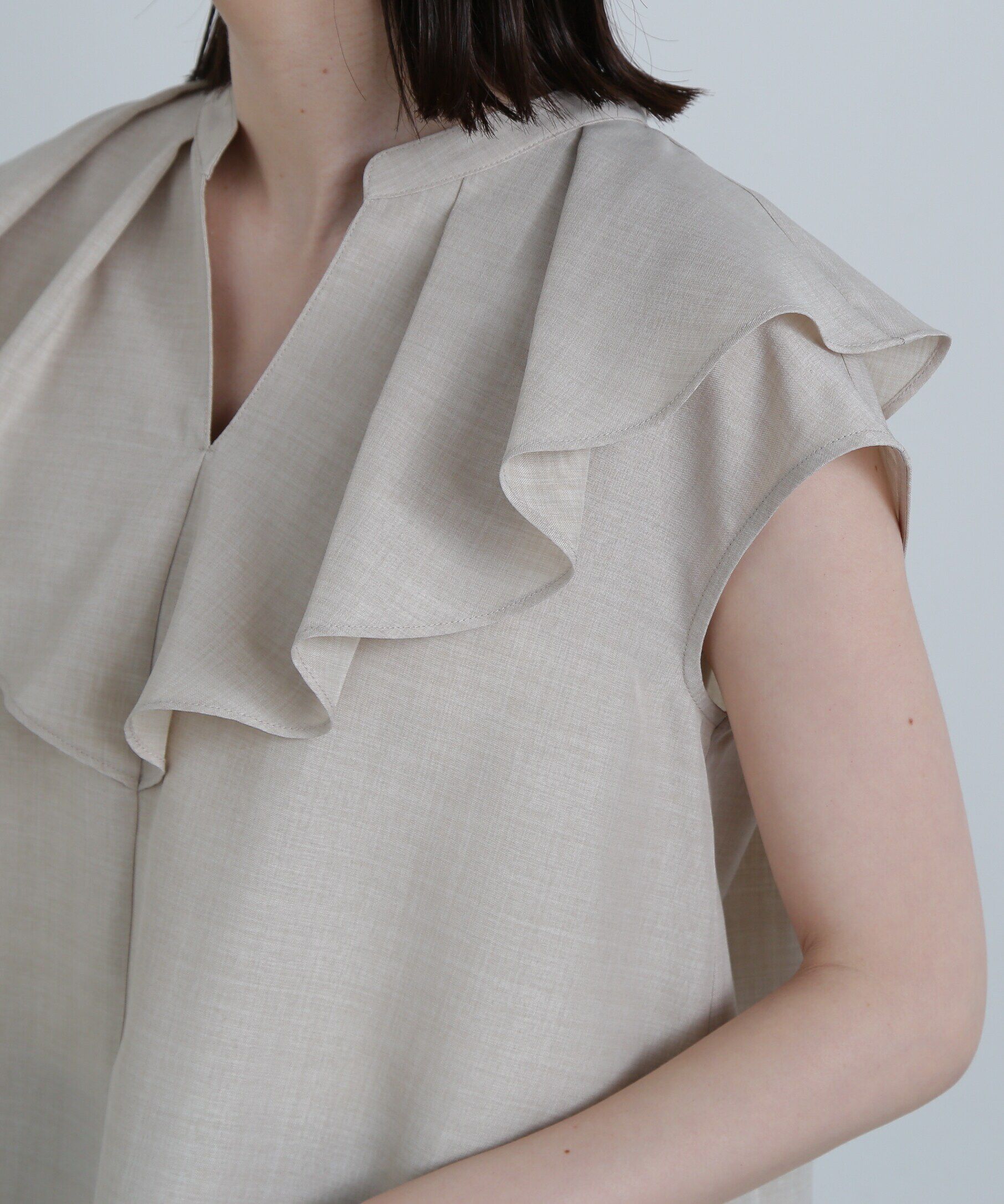  「ドライタッチポプリンフリルカラーブラウス」|シャツ・ブラウス|