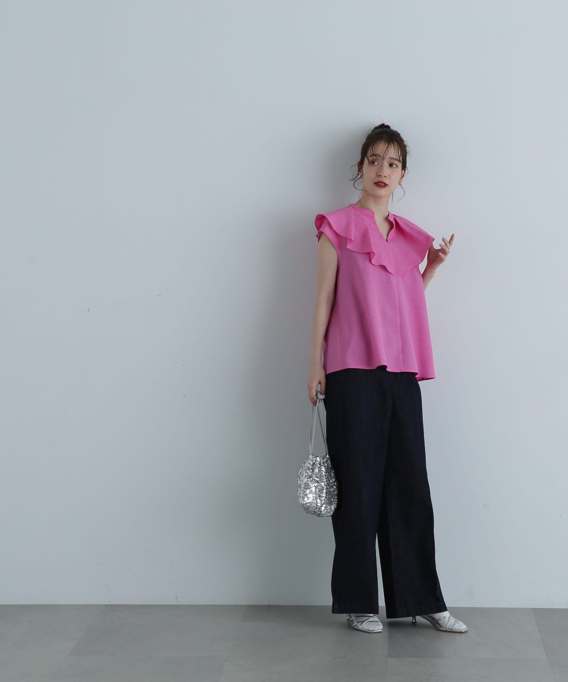  「ドライタッチポプリンフリルカラーブラウス」|シャツ・ブラウス|