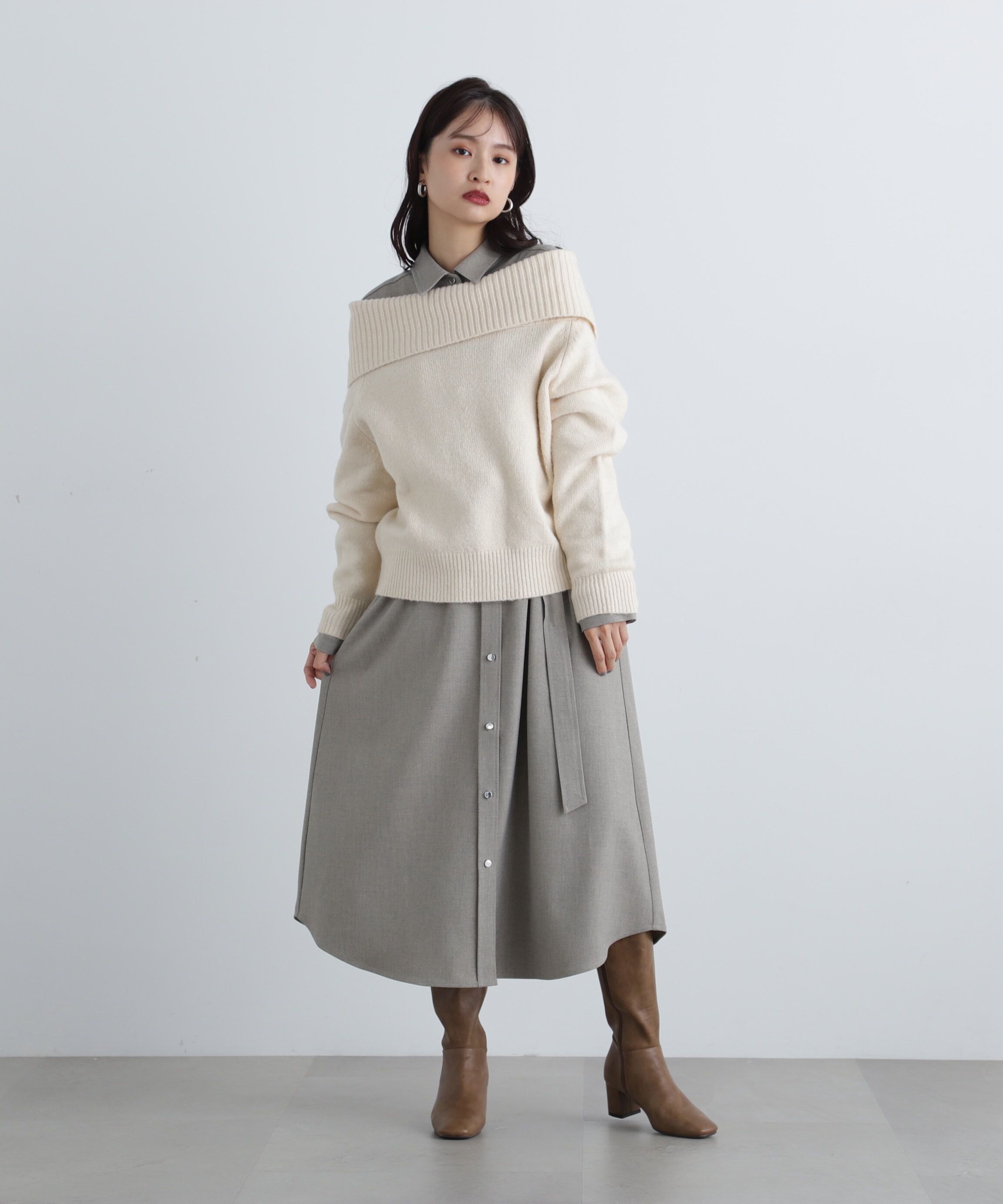  「リボンベルト付シャツワンピース」|ワンピース|