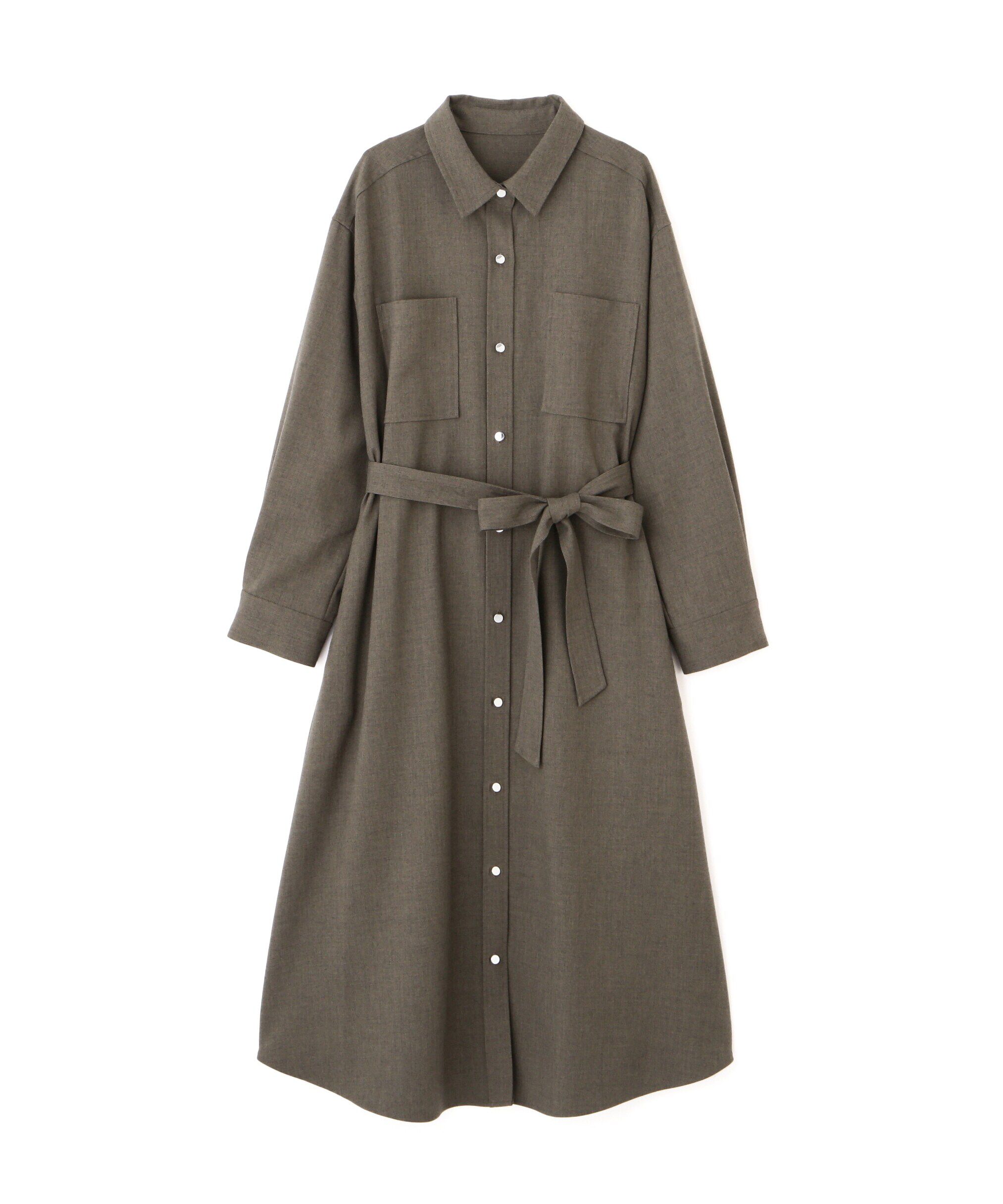  「リボンベルト付シャツワンピース」|ワンピース|