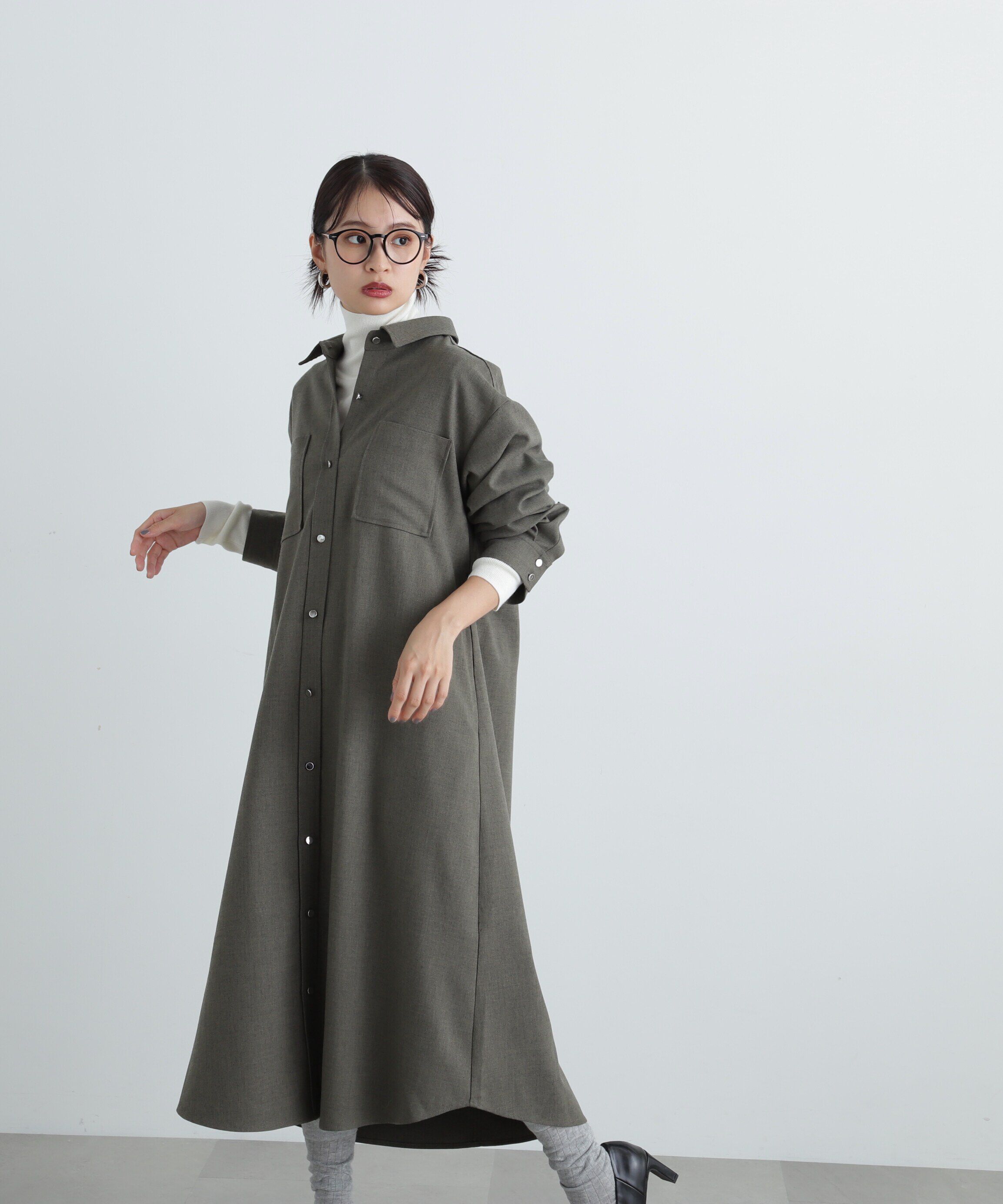  「リボンベルト付シャツワンピース」|ワンピース|