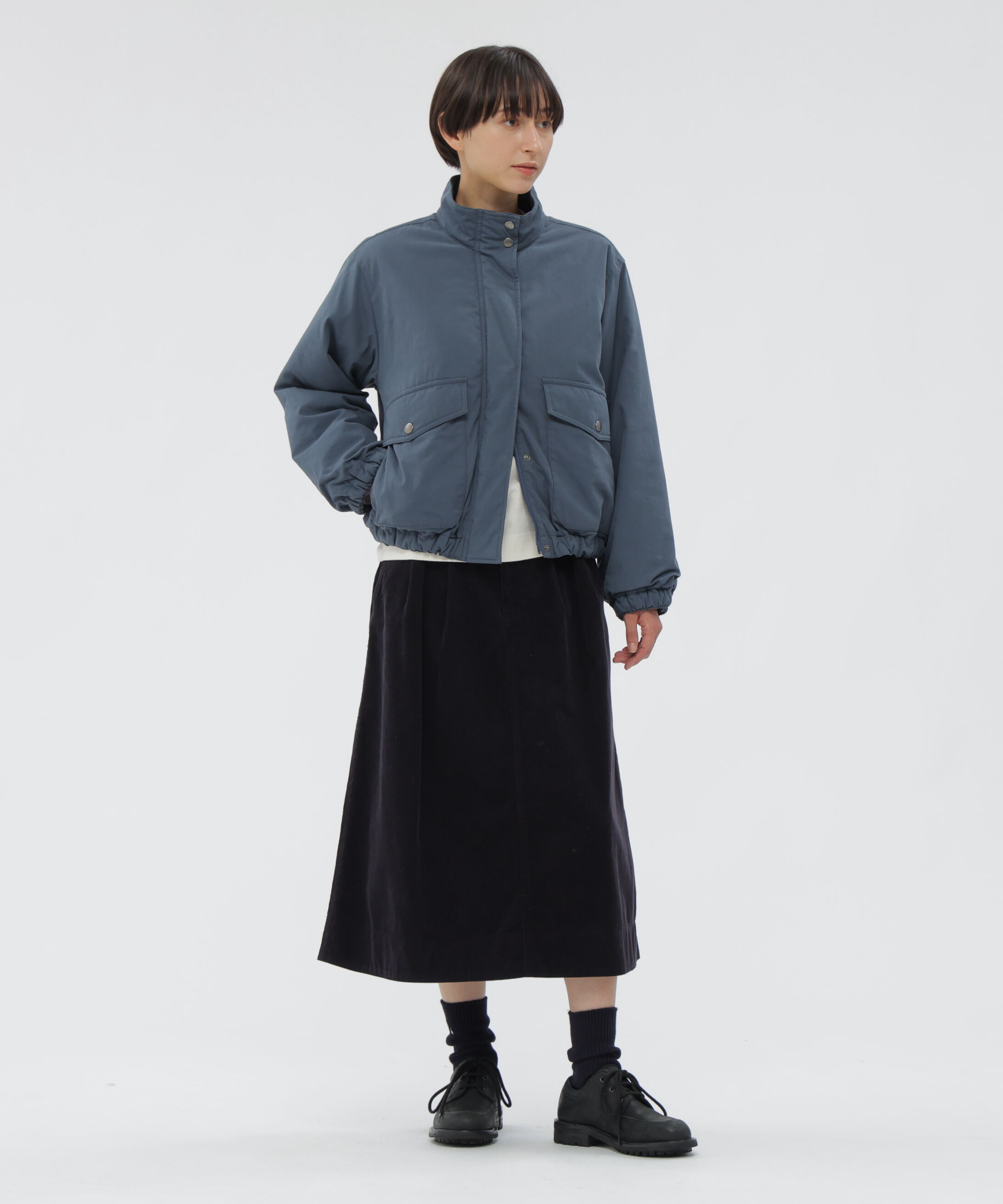 MHL.「DRY COTTON NEEDLECORD SKIRT」|スカート|NAVY