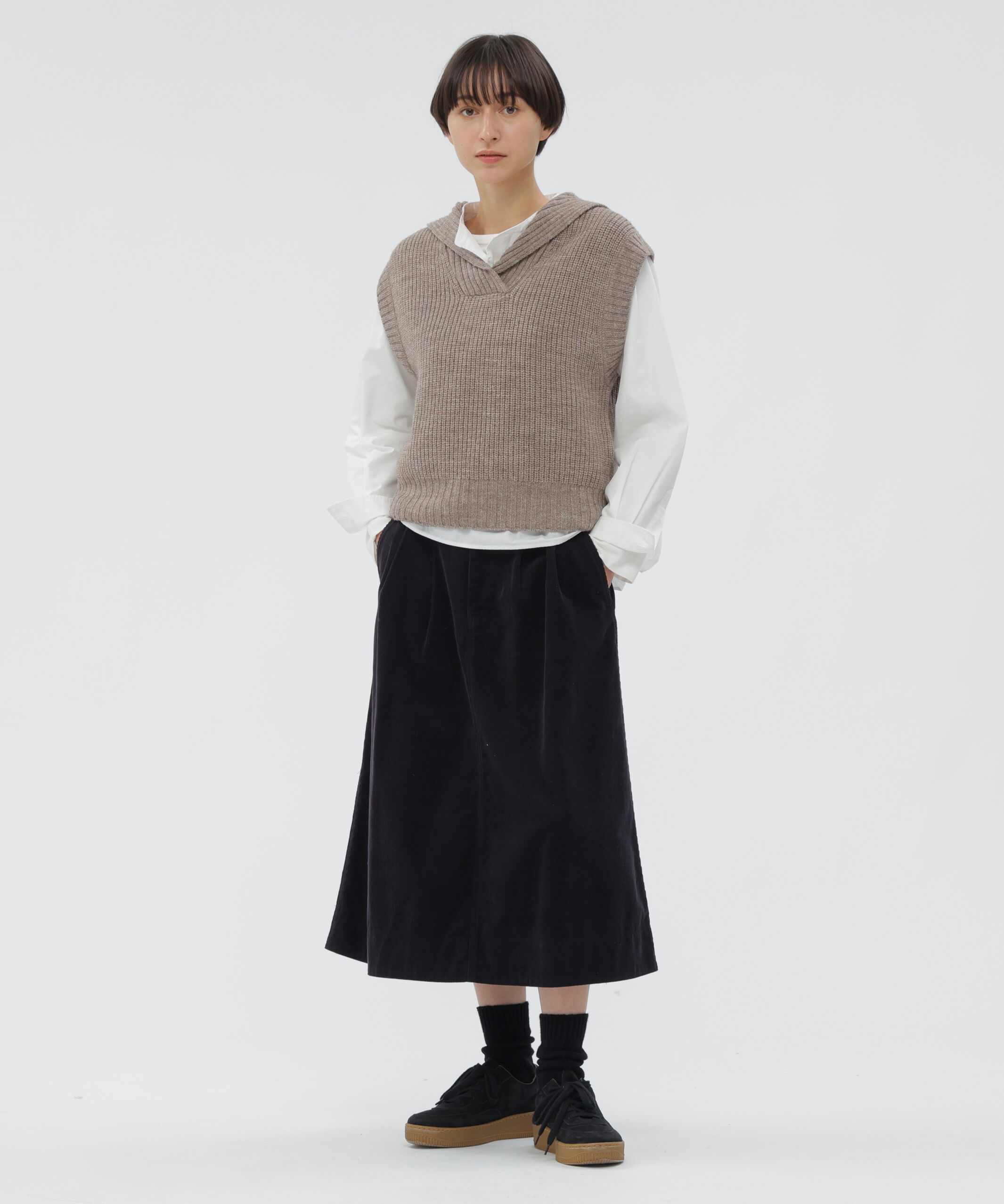MHL.「DRY COTTON NEEDLECORD SKIRT」|スカート|