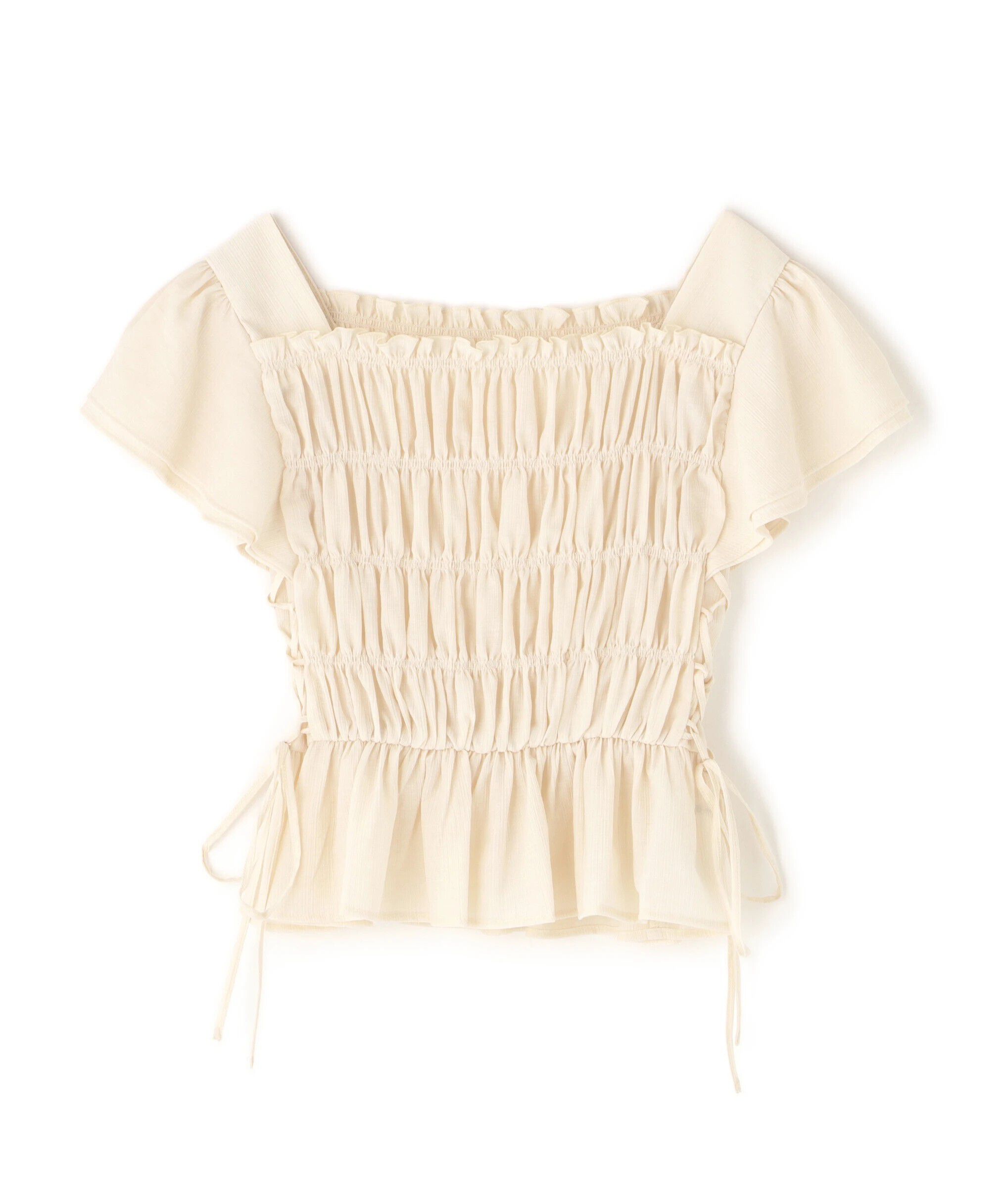  「レースアップフリルシャーリングブラウス」|シャツ・ブラウス|