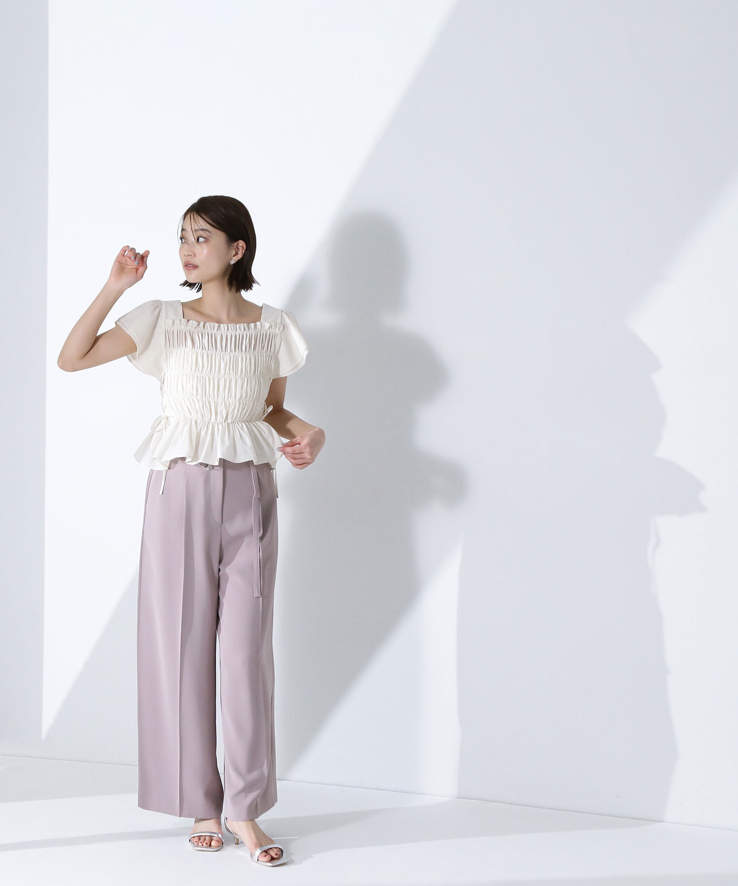  「レースアップフリルシャーリングブラウス」|シャツ・ブラウス|