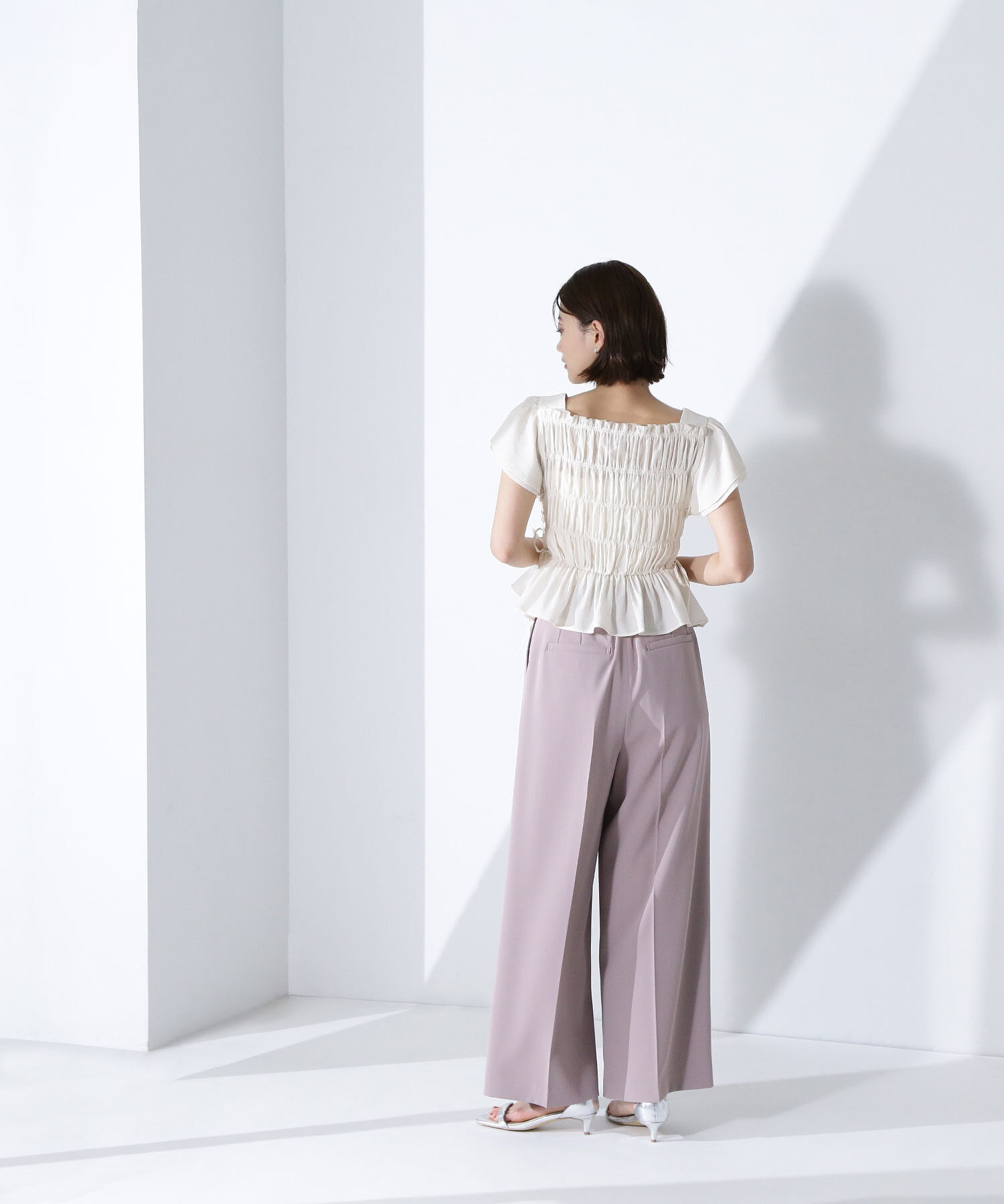  「レースアップフリルシャーリングブラウス」|シャツ・ブラウス|