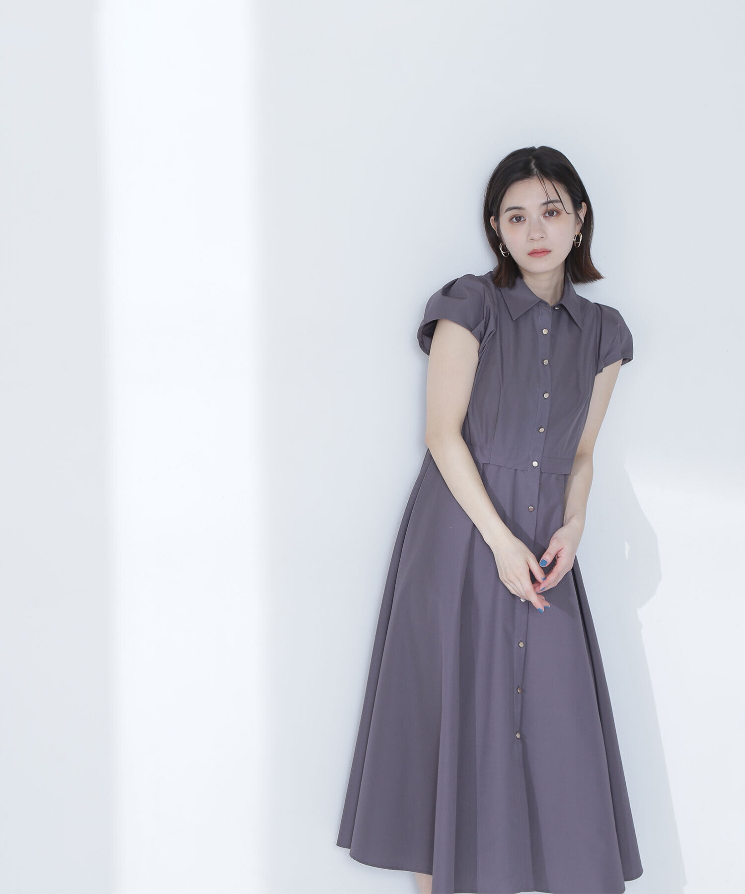  「タックパフシャツワンピース」|ワンピース|