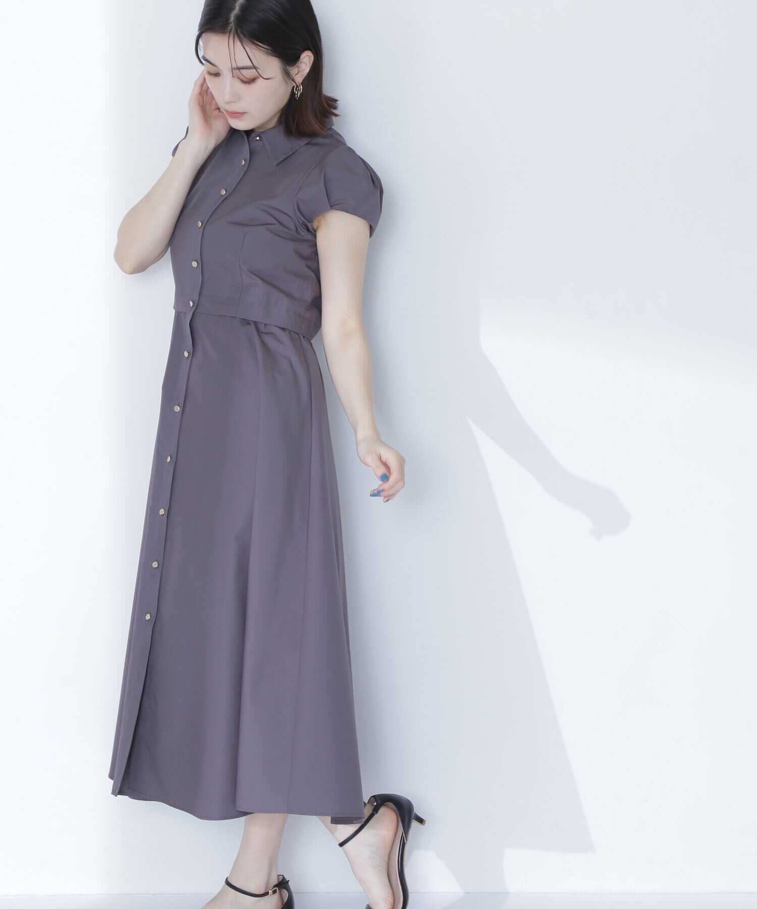  「タックパフシャツワンピース」|ワンピース|