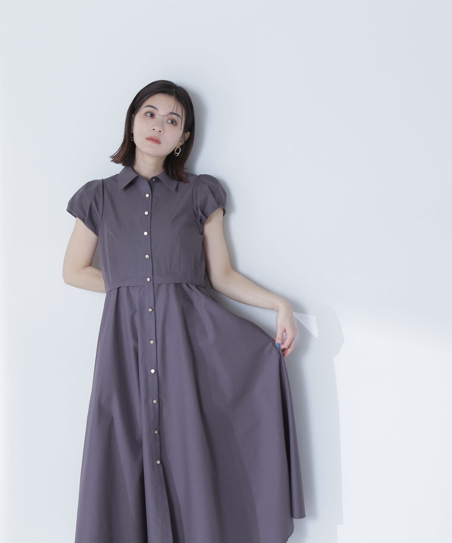  「タックパフシャツワンピース」|ワンピース|