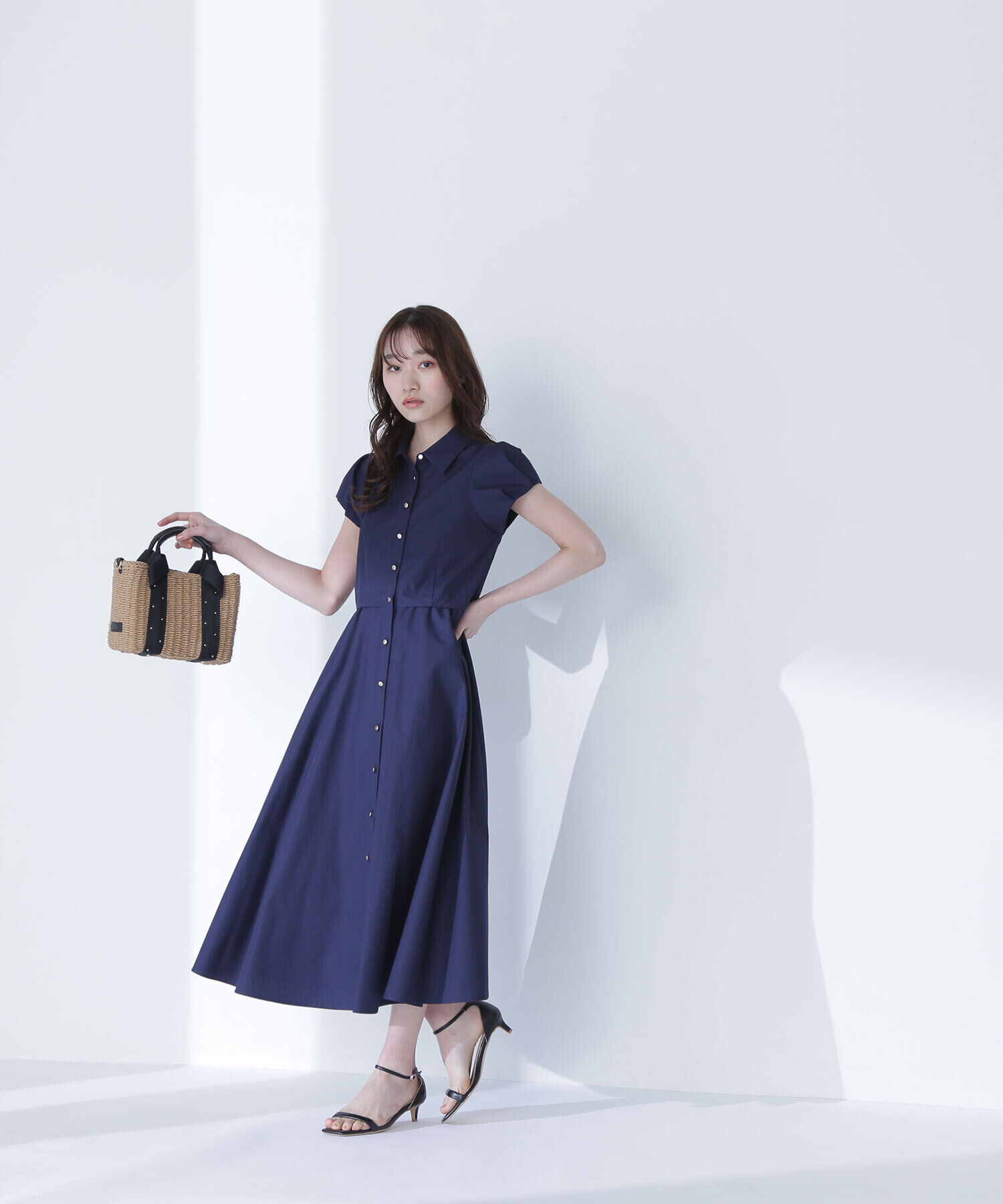  「タックパフシャツワンピース」|ワンピース|