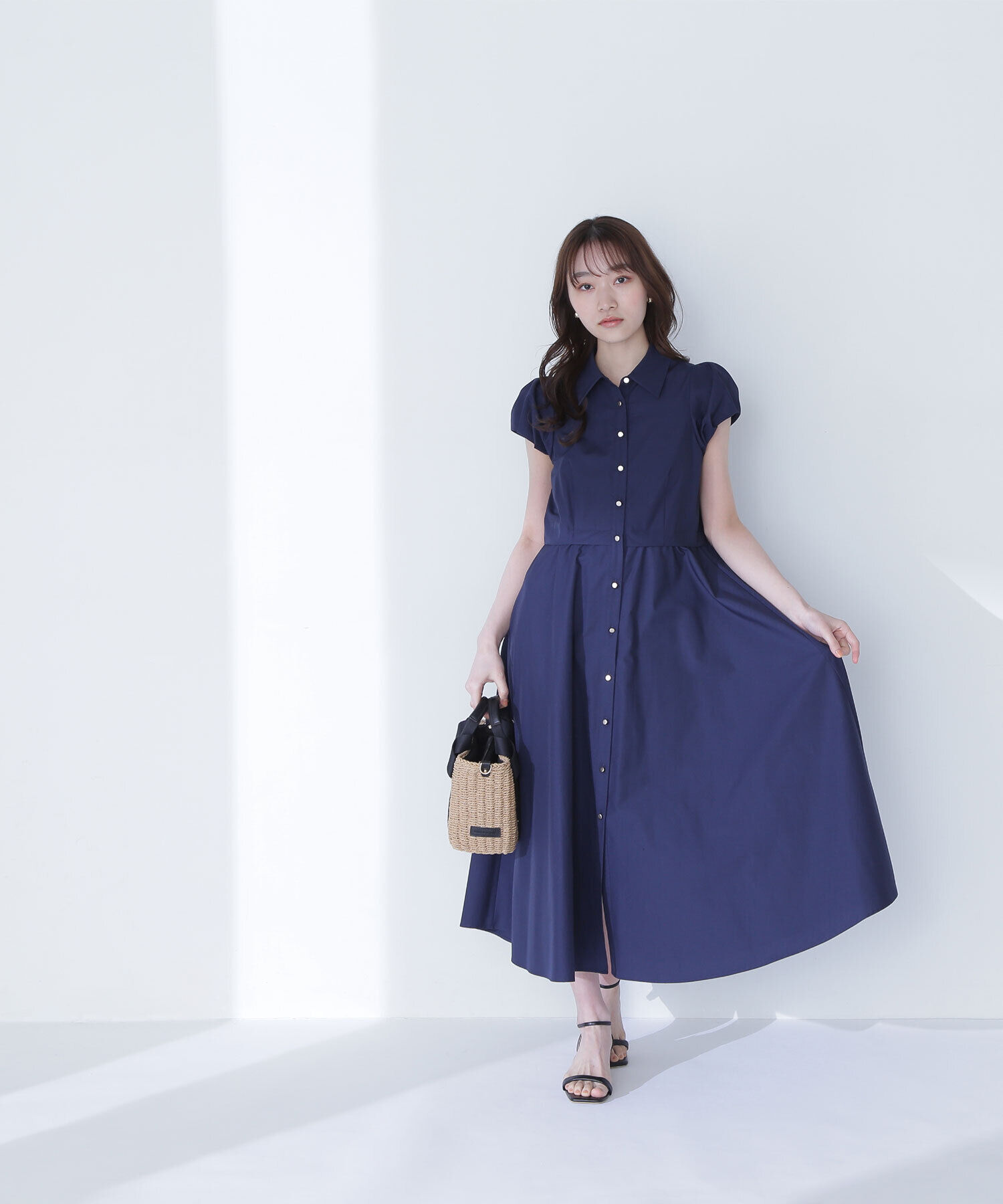  「タックパフシャツワンピース」|ワンピース|