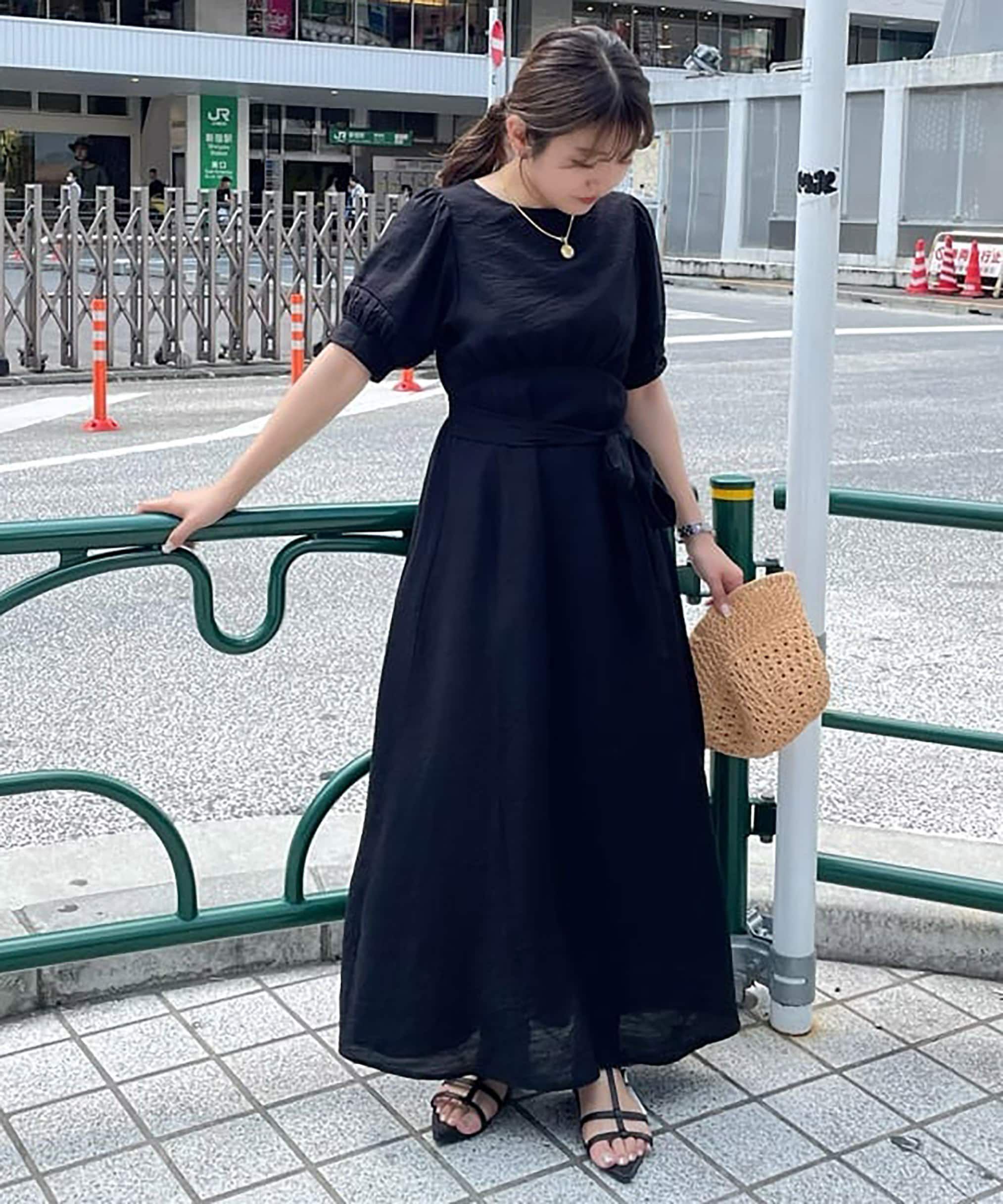  「パフスリーブバックリボンワンピース」|ワンピース|