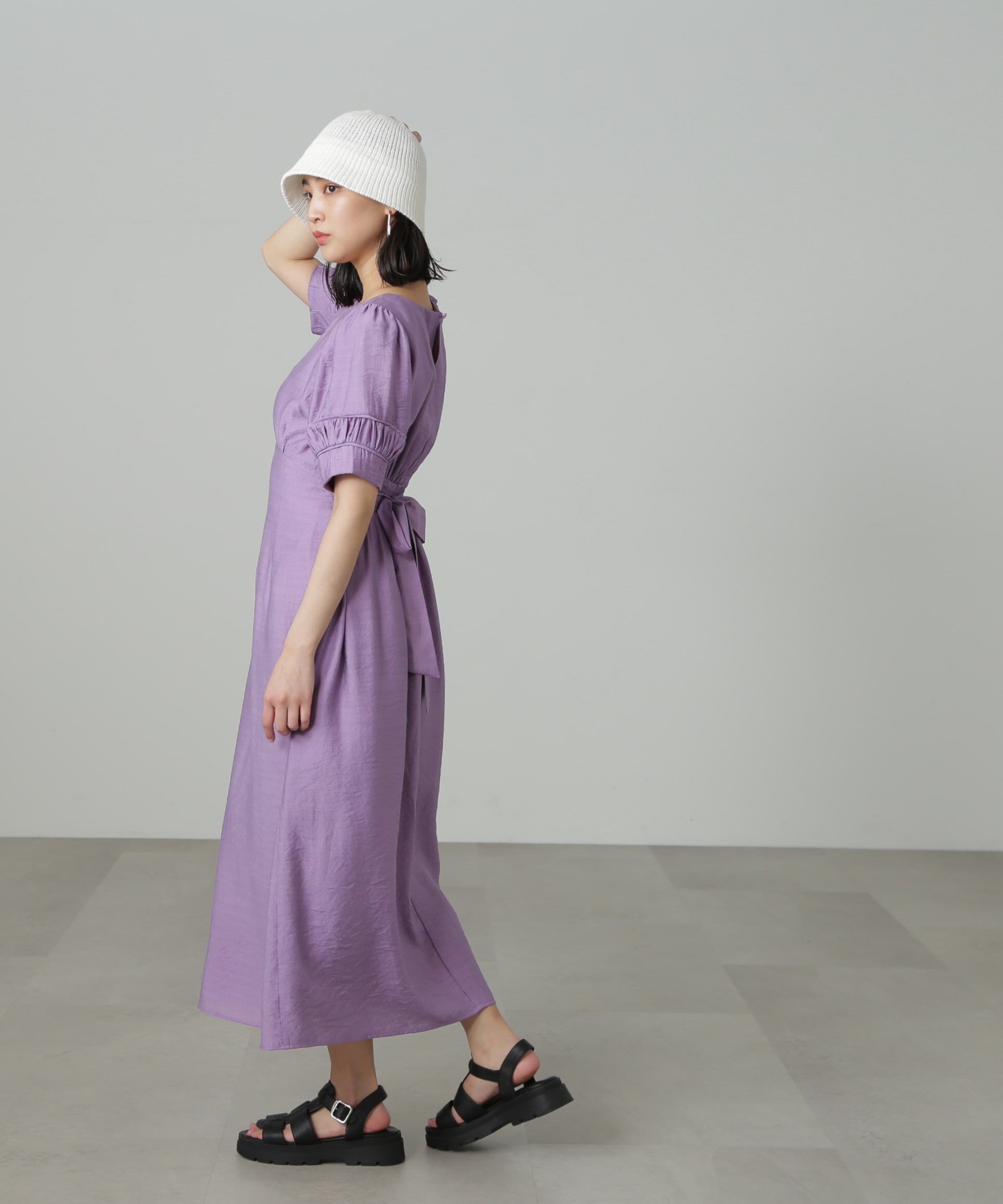  「パフスリーブバックリボンワンピース」|ワンピース|