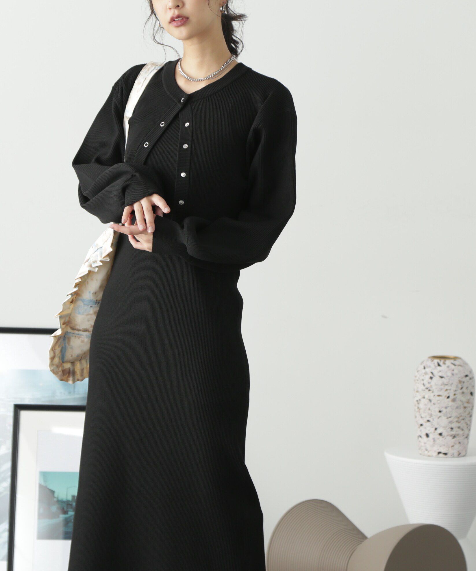  「ニットカーディガン&times;キャミワンピースセット」|ワンピース|