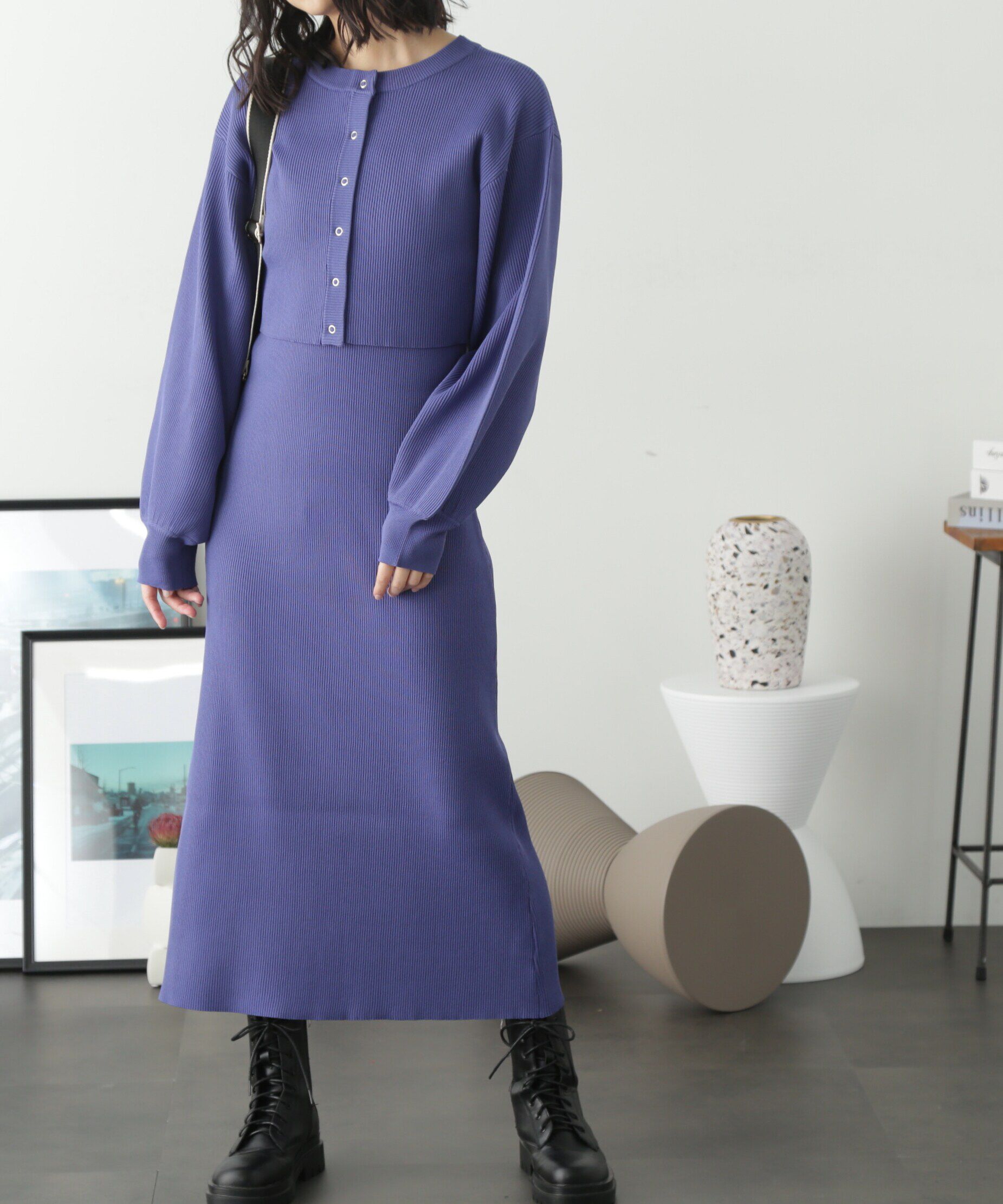  「ニットカーディガン&times;キャミワンピースセット」|ワンピース|