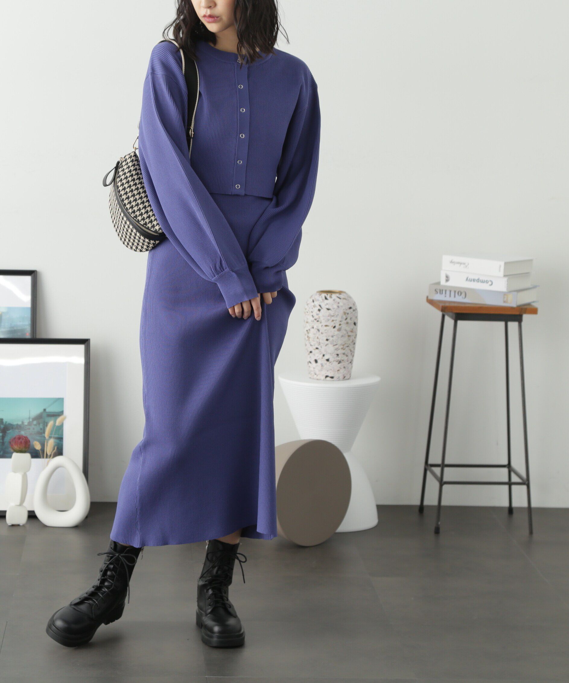  「ニットカーディガン&times;キャミワンピースセット」|ワンピース|