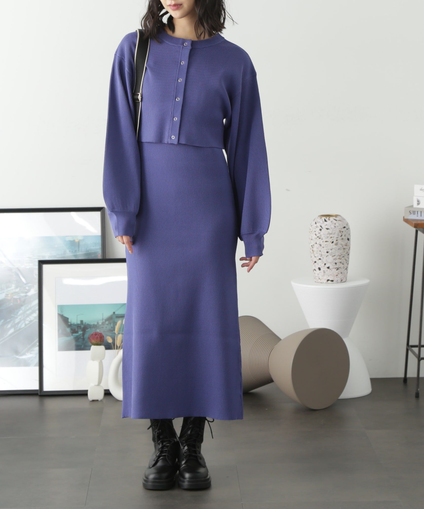  「ニットカーディガン&times;キャミワンピースセット」|ワンピース|