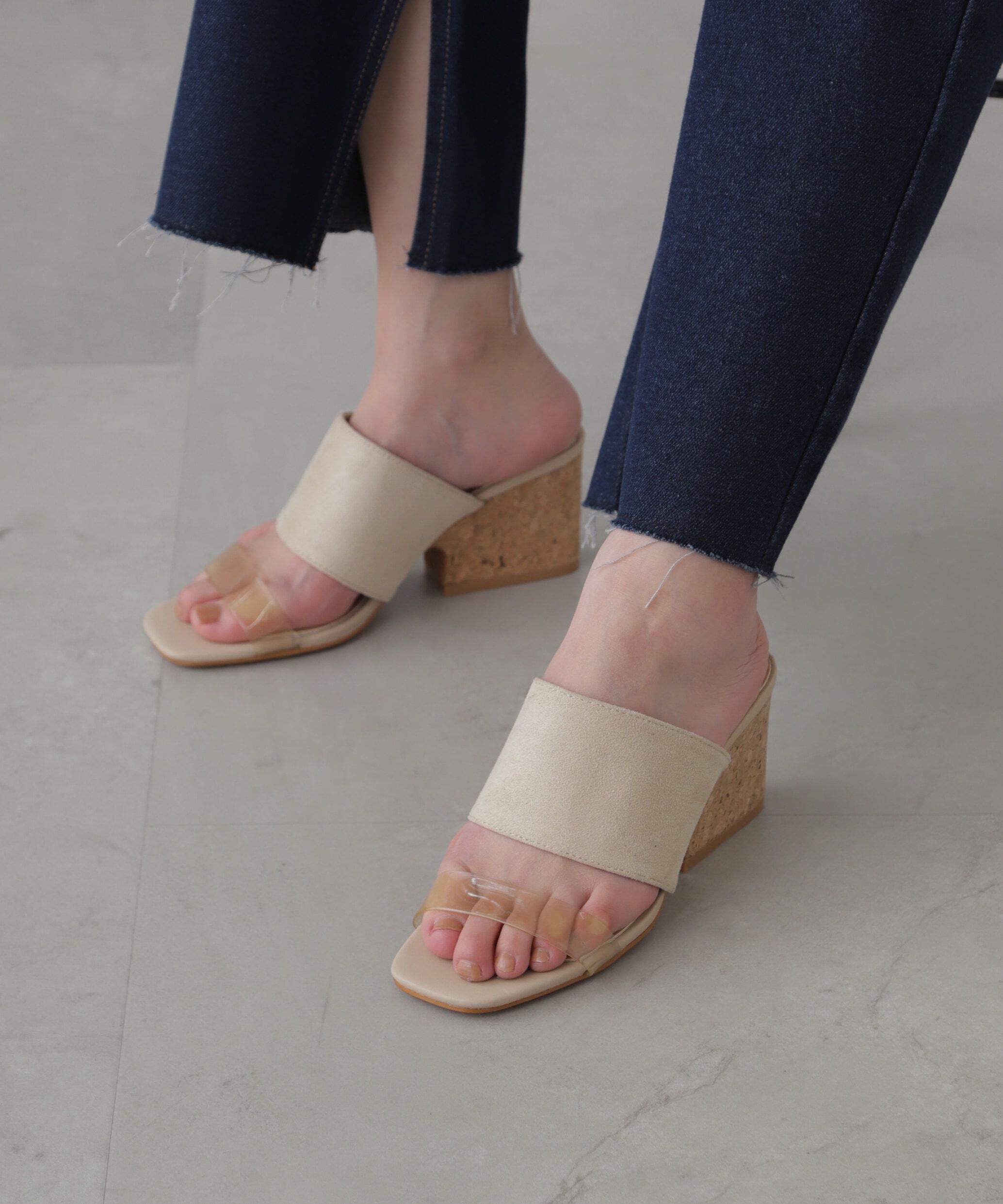  「コルクウェッジサンダル」|その他|グレージュ