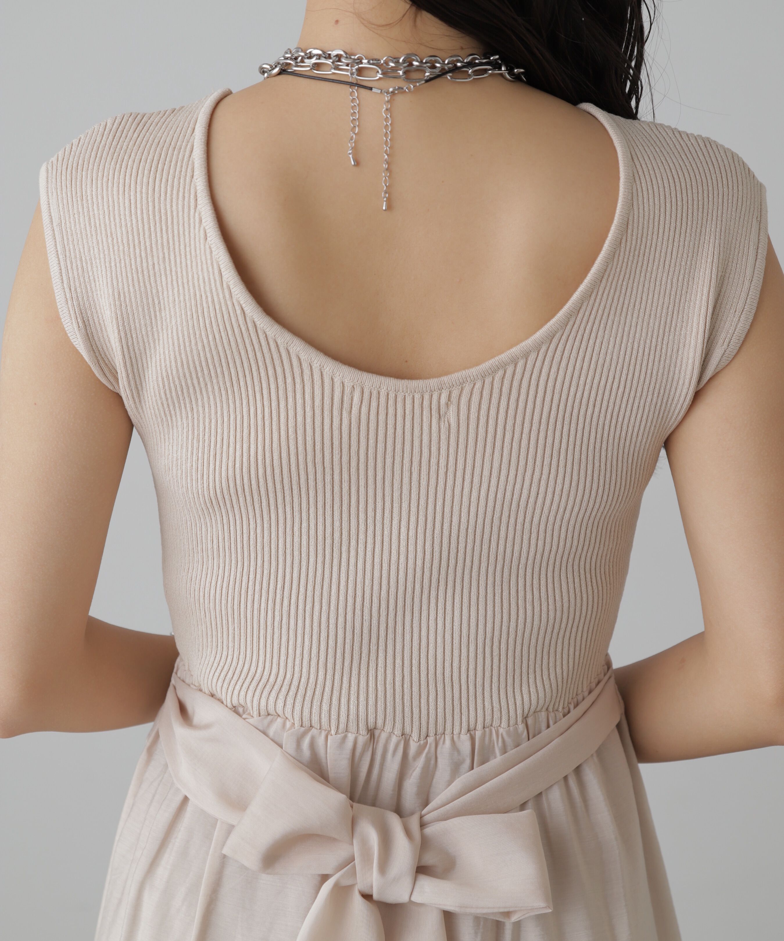  「ニットドッキングバックリボンワンピース」|ワンピース|