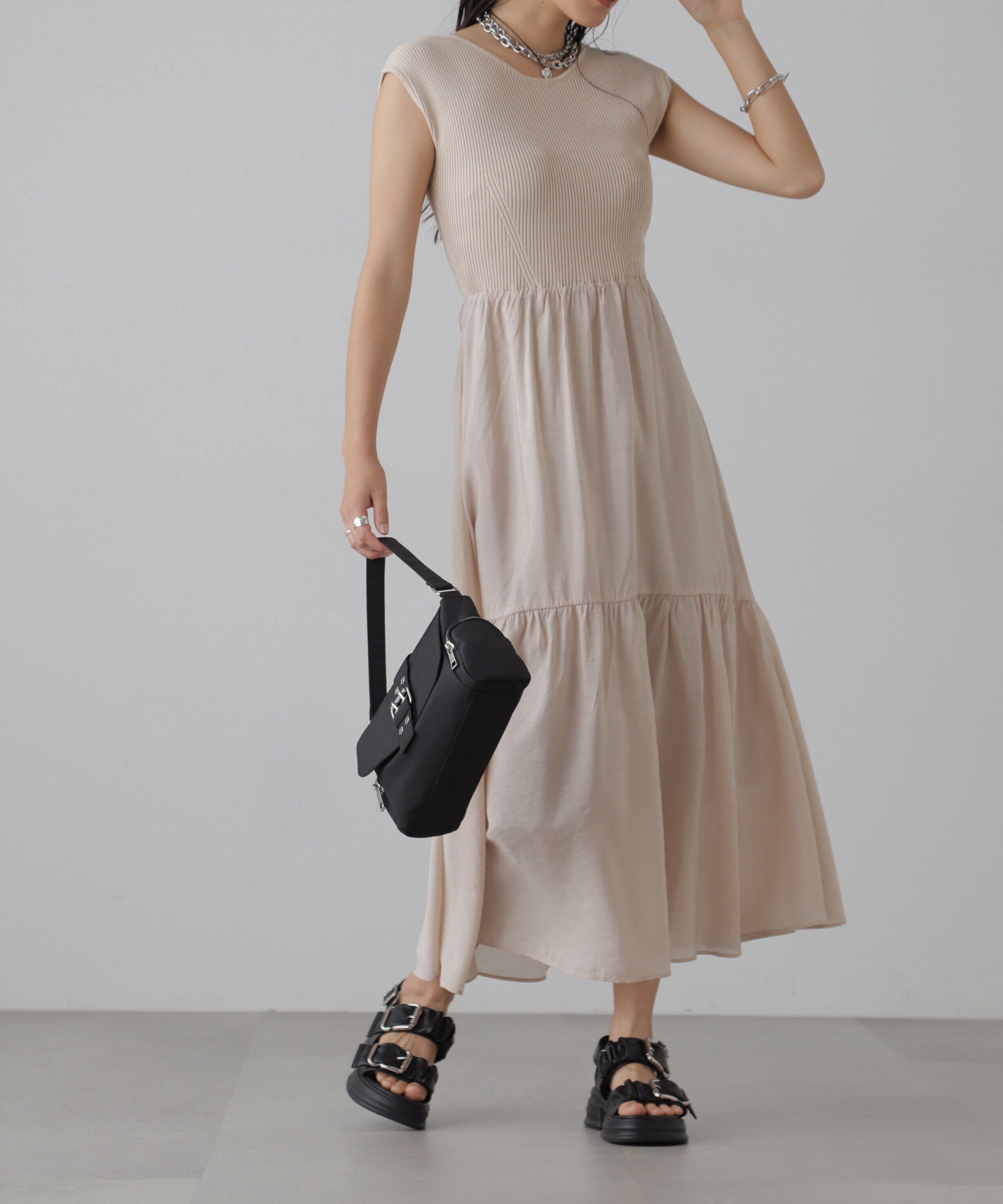  「ニットドッキングバックリボンワンピース」|ワンピース|