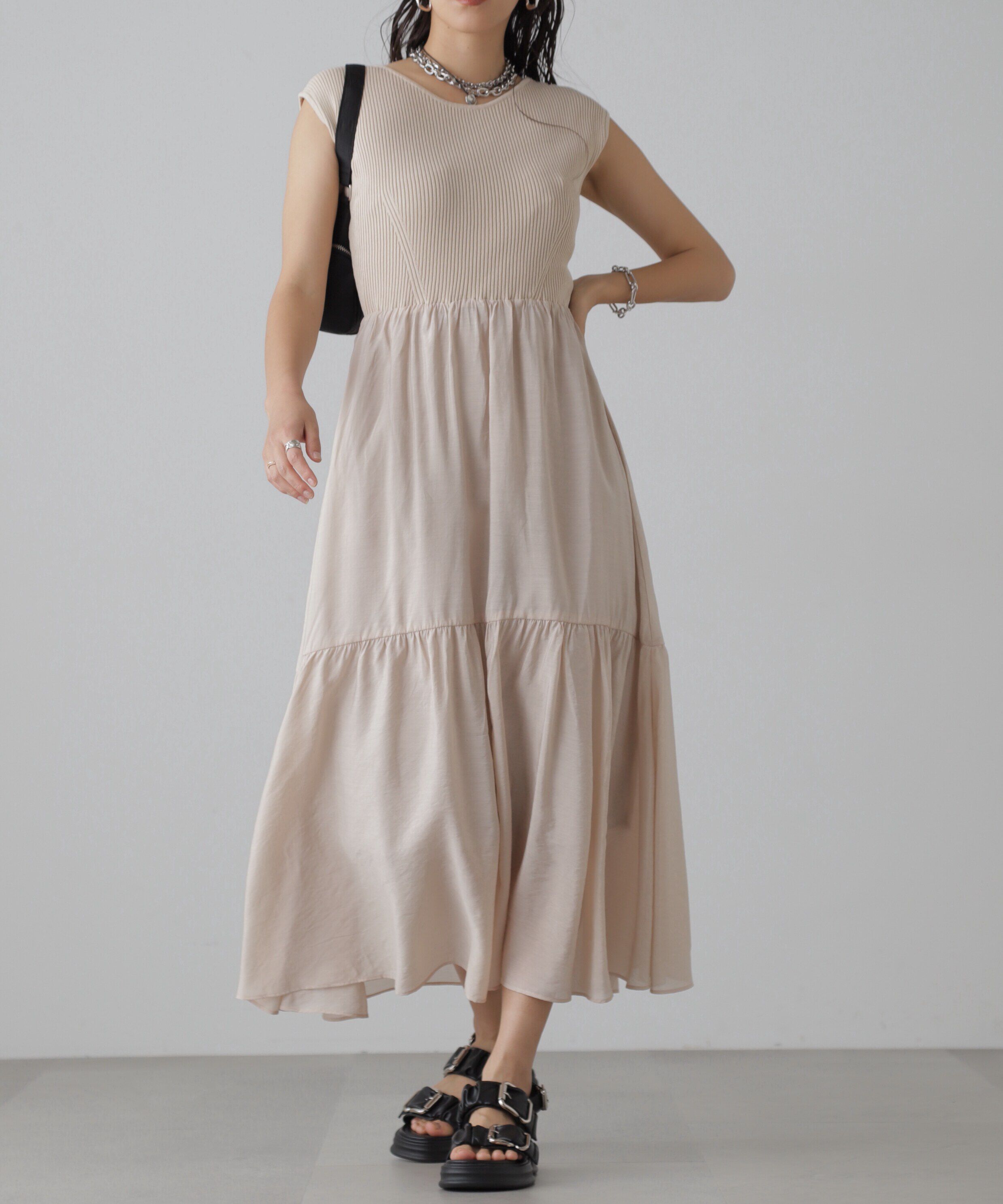  「ニットドッキングバックリボンワンピース」|ワンピース|