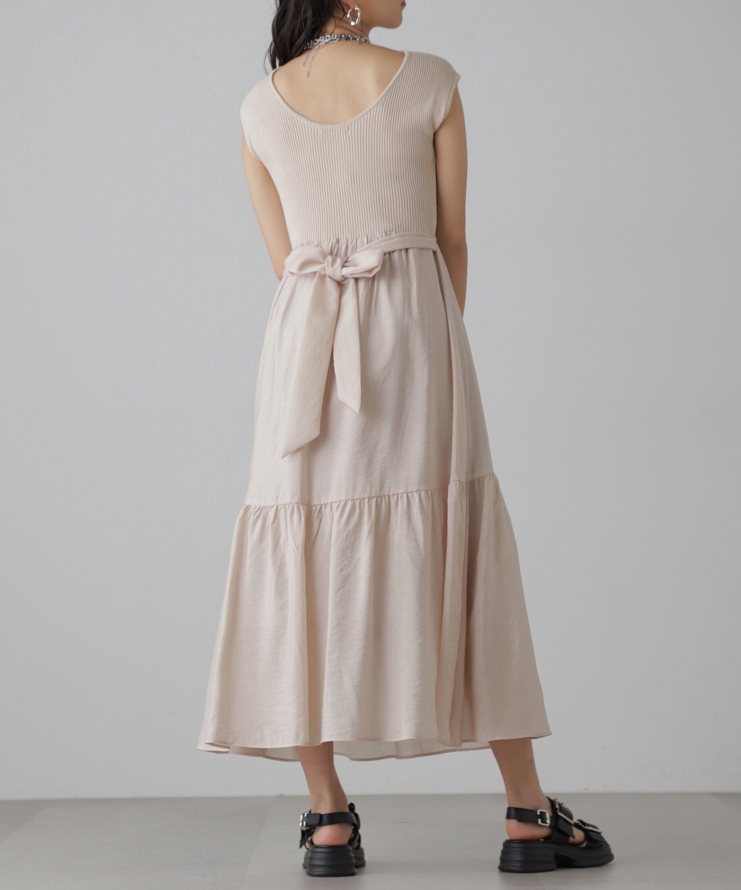  「ニットドッキングバックリボンワンピース」|ワンピース|