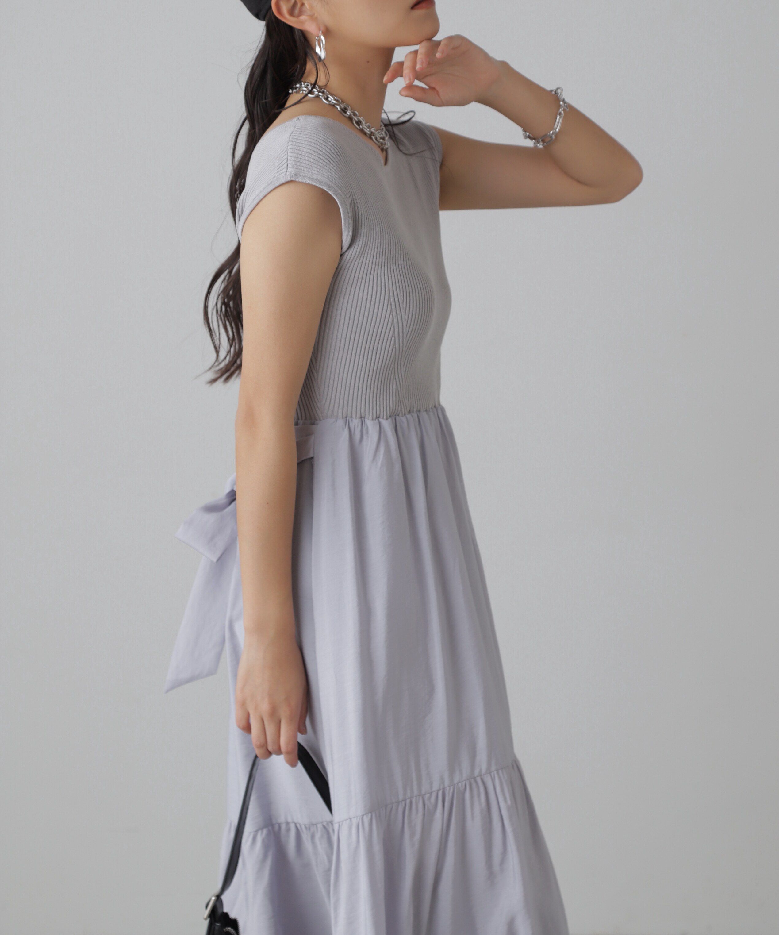  「ニットドッキングバックリボンワンピース」|ワンピース|