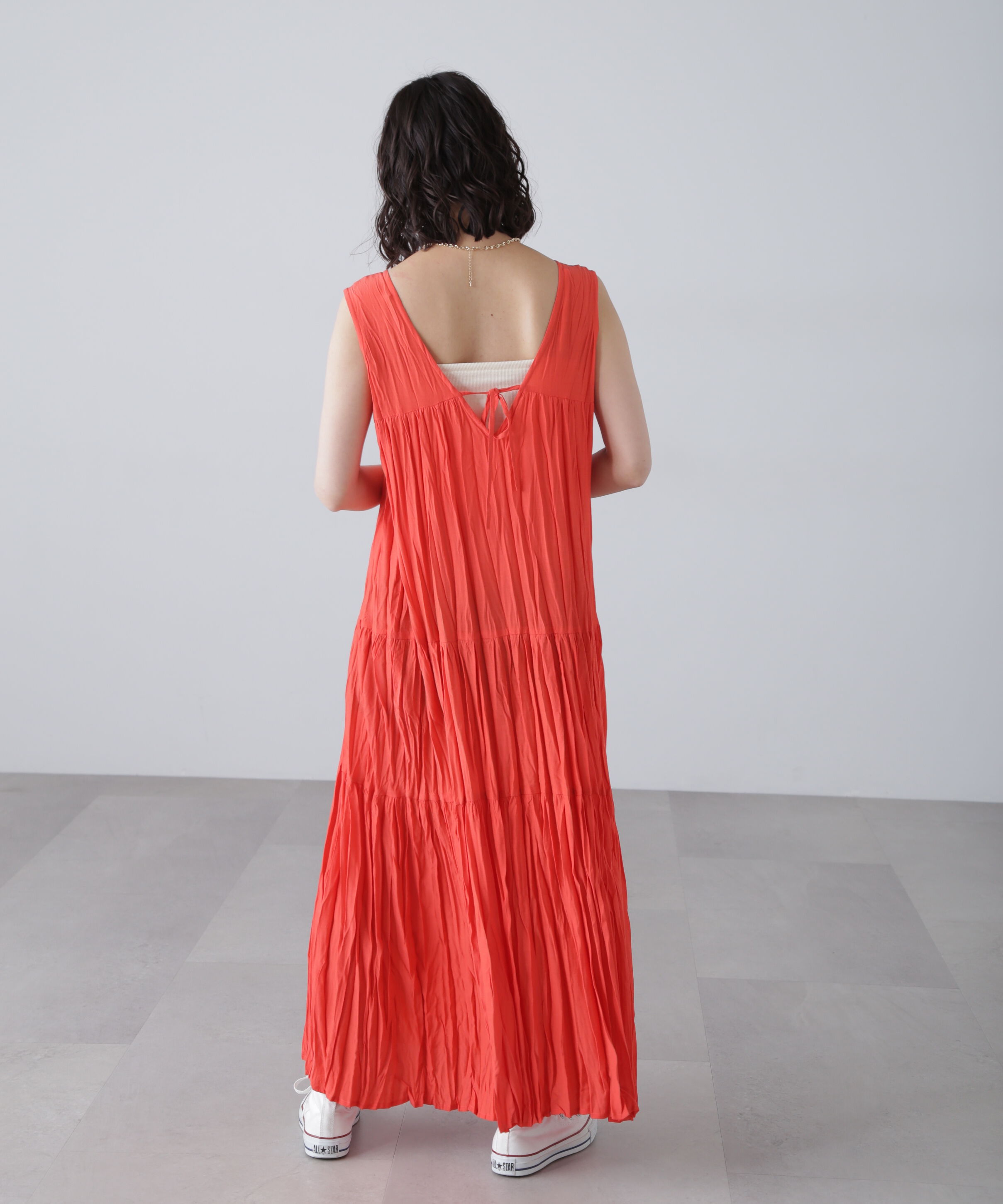  「ワッシャーティアードノースリーブワンピース」|ワンピース|