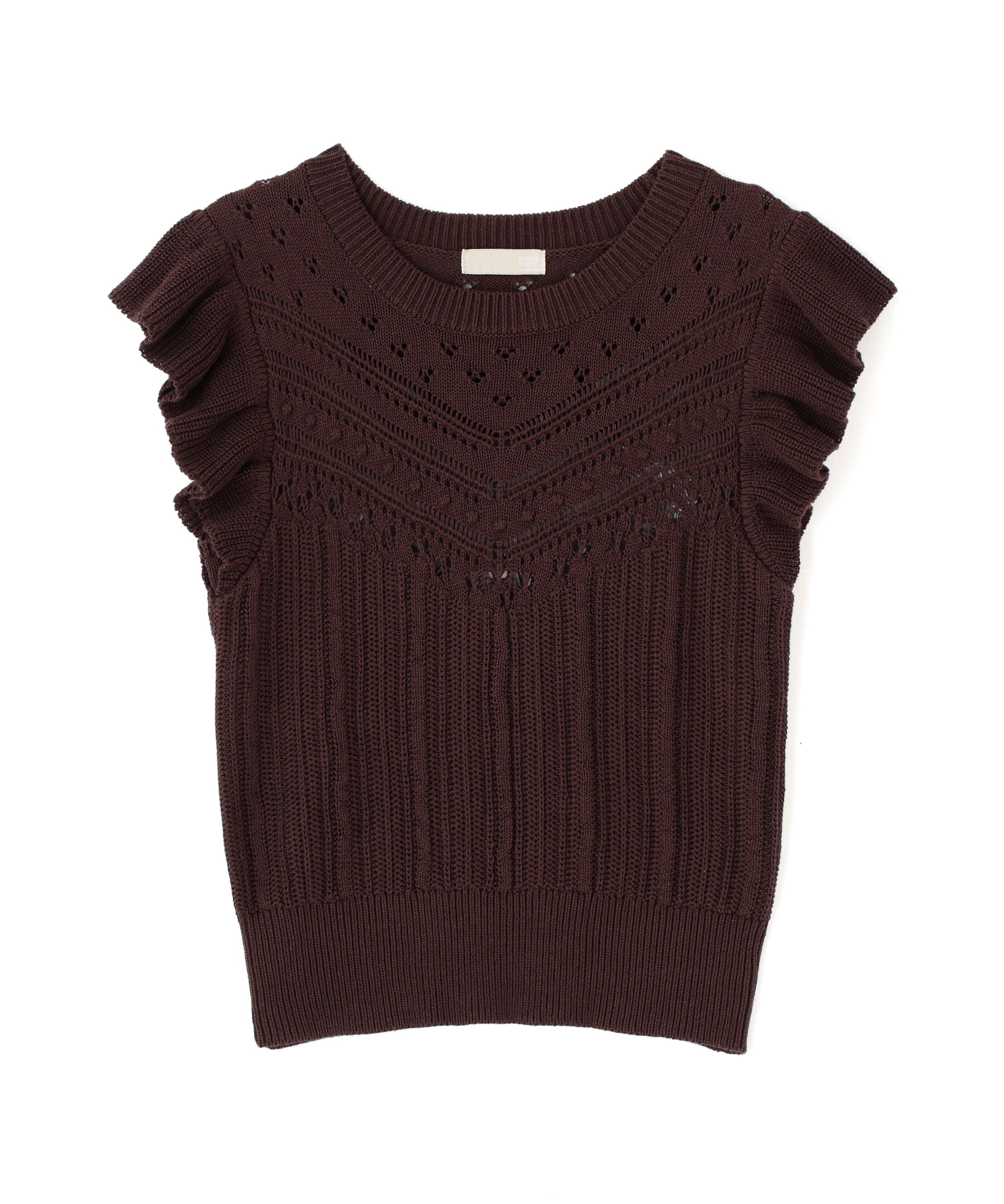  「肩フリル編地切り替えニット」|ニット・セーター|