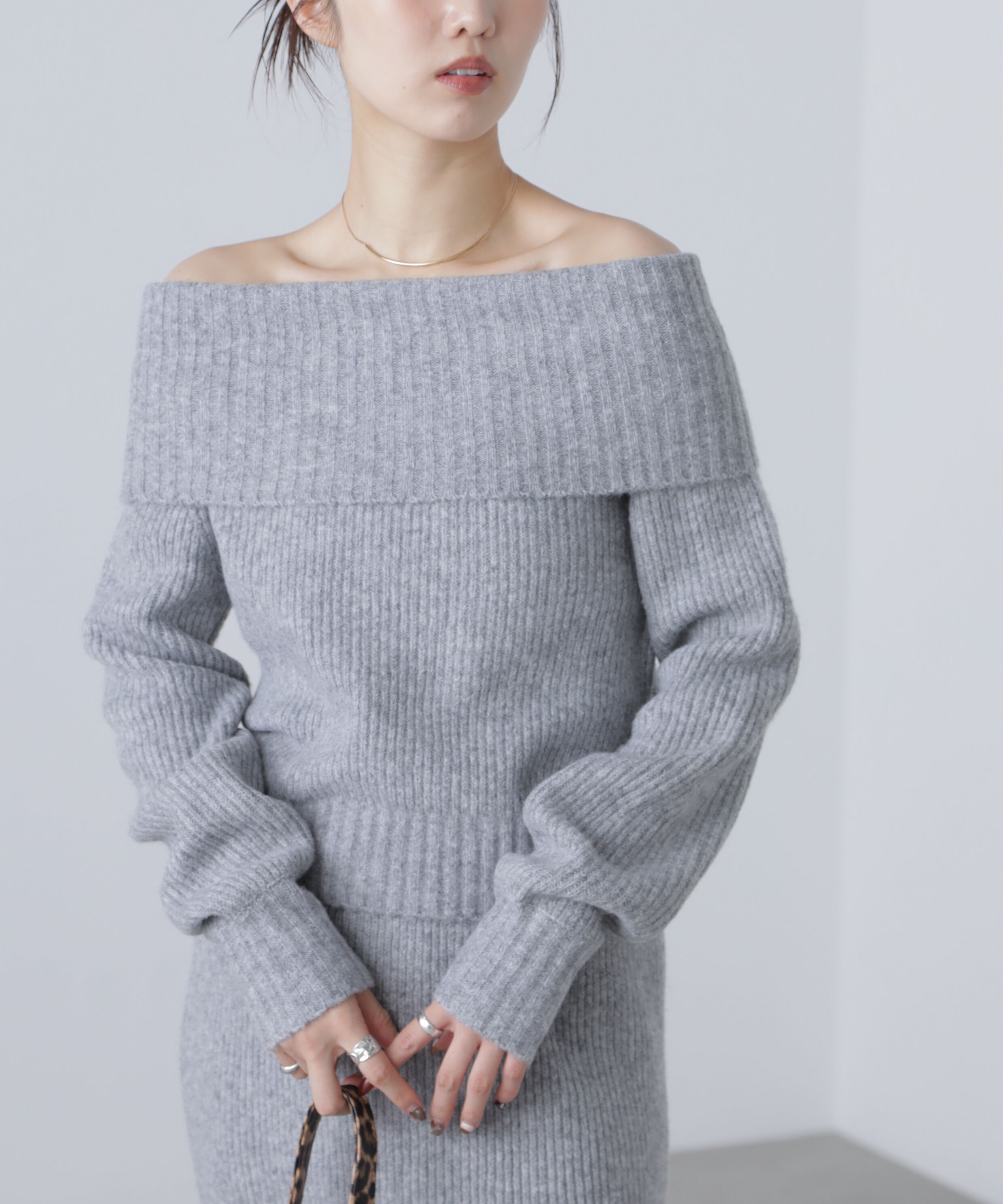  「オフショルニットマーメイドスカートセットアップ」|ワンピース|