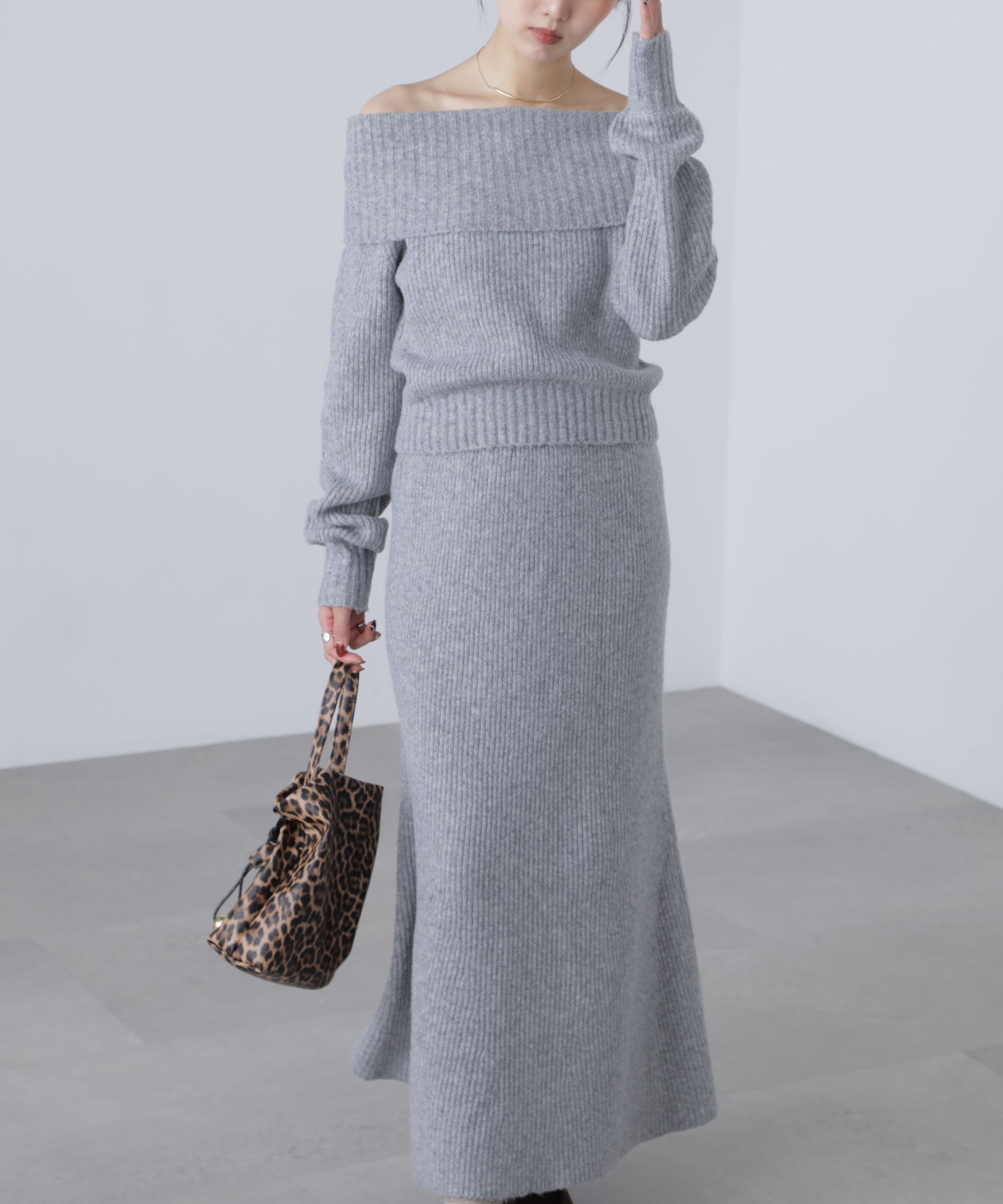  「オフショルニットマーメイドスカートセットアップ」|ワンピース|