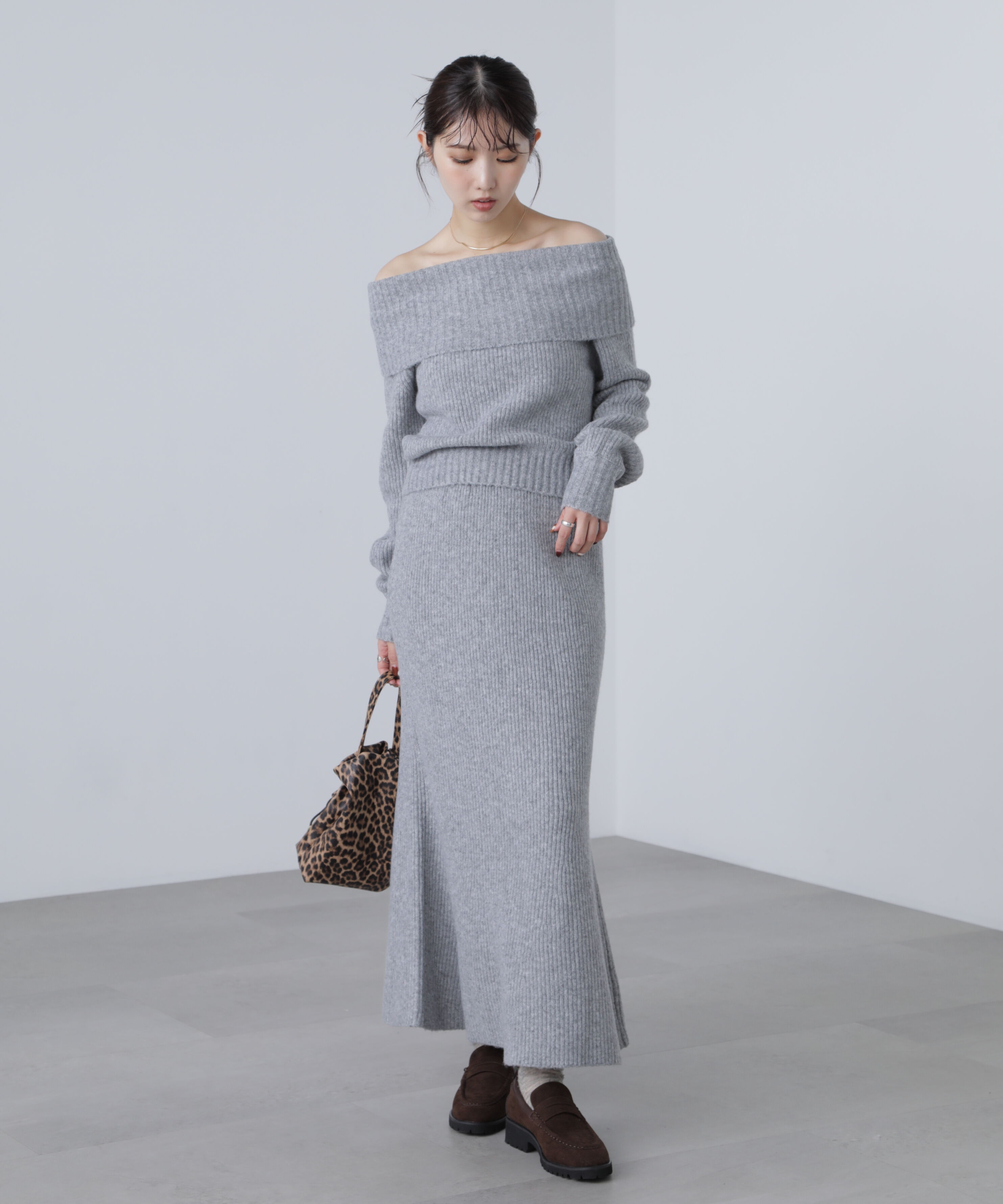  「オフショルニットマーメイドスカートセットアップ」|ワンピース|