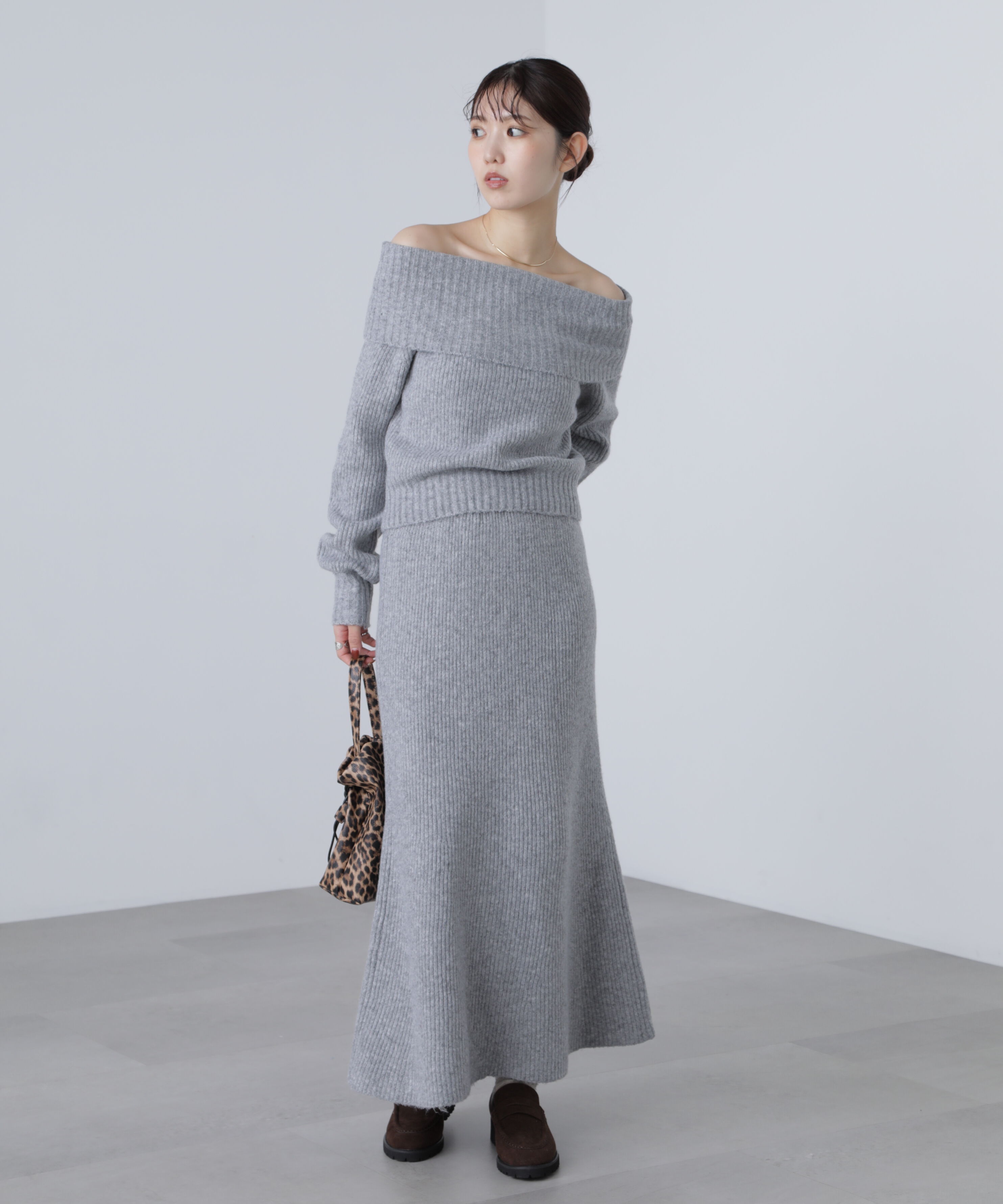  「オフショルニットマーメイドスカートセットアップ」|ワンピース|