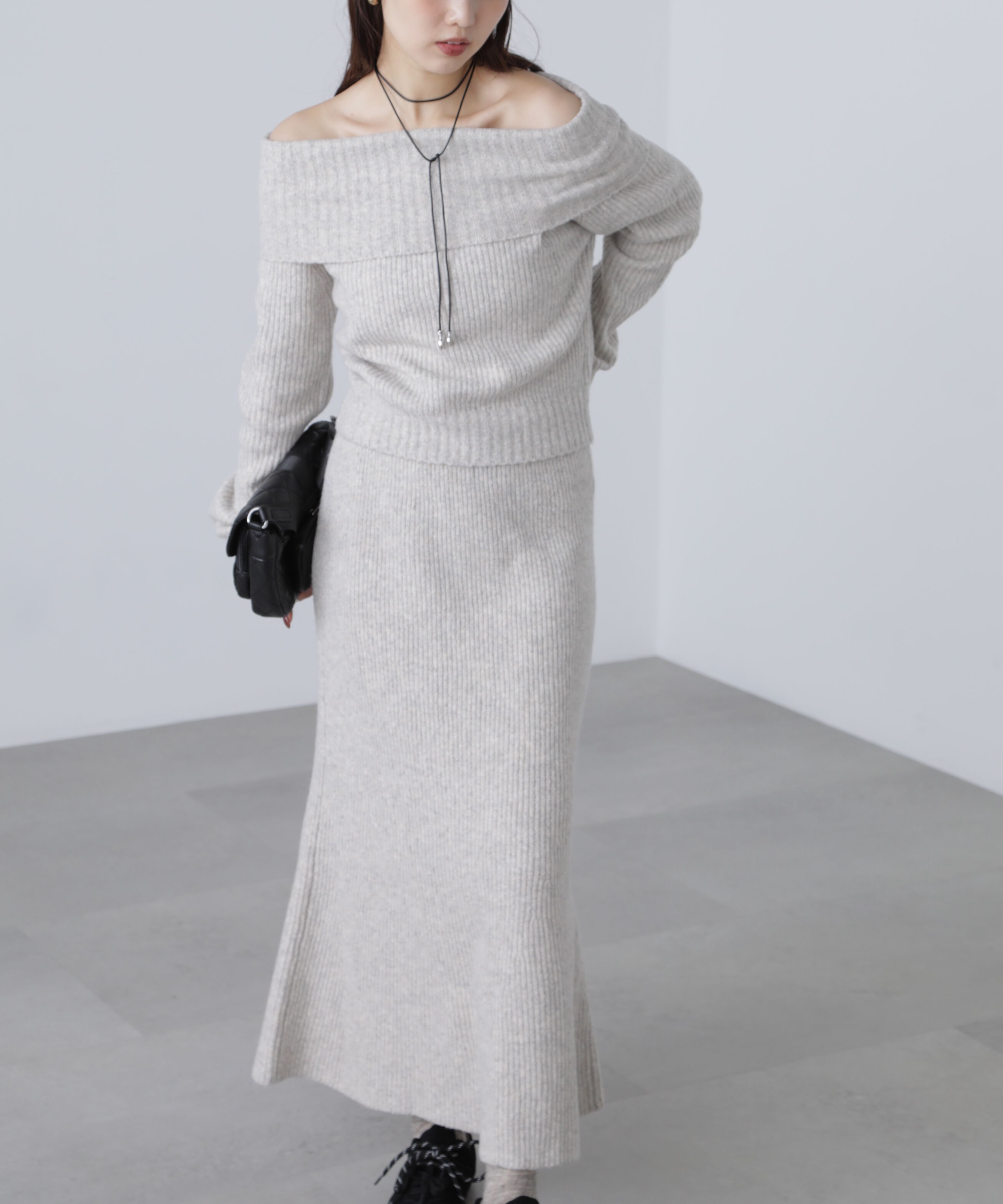  「オフショルニットマーメイドスカートセットアップ」|ワンピース|