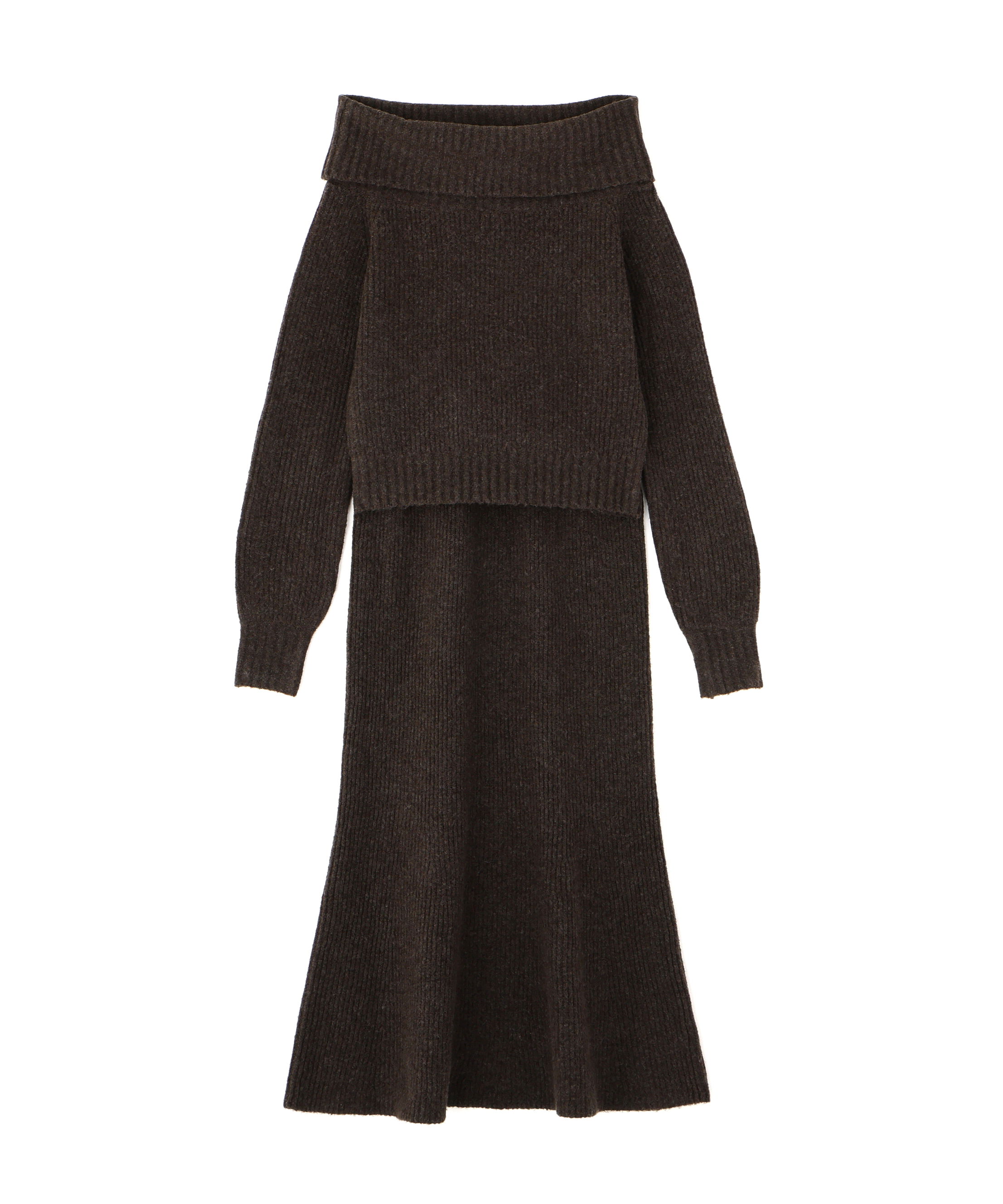  「オフショルニットマーメイドスカートセットアップ」|ワンピース|