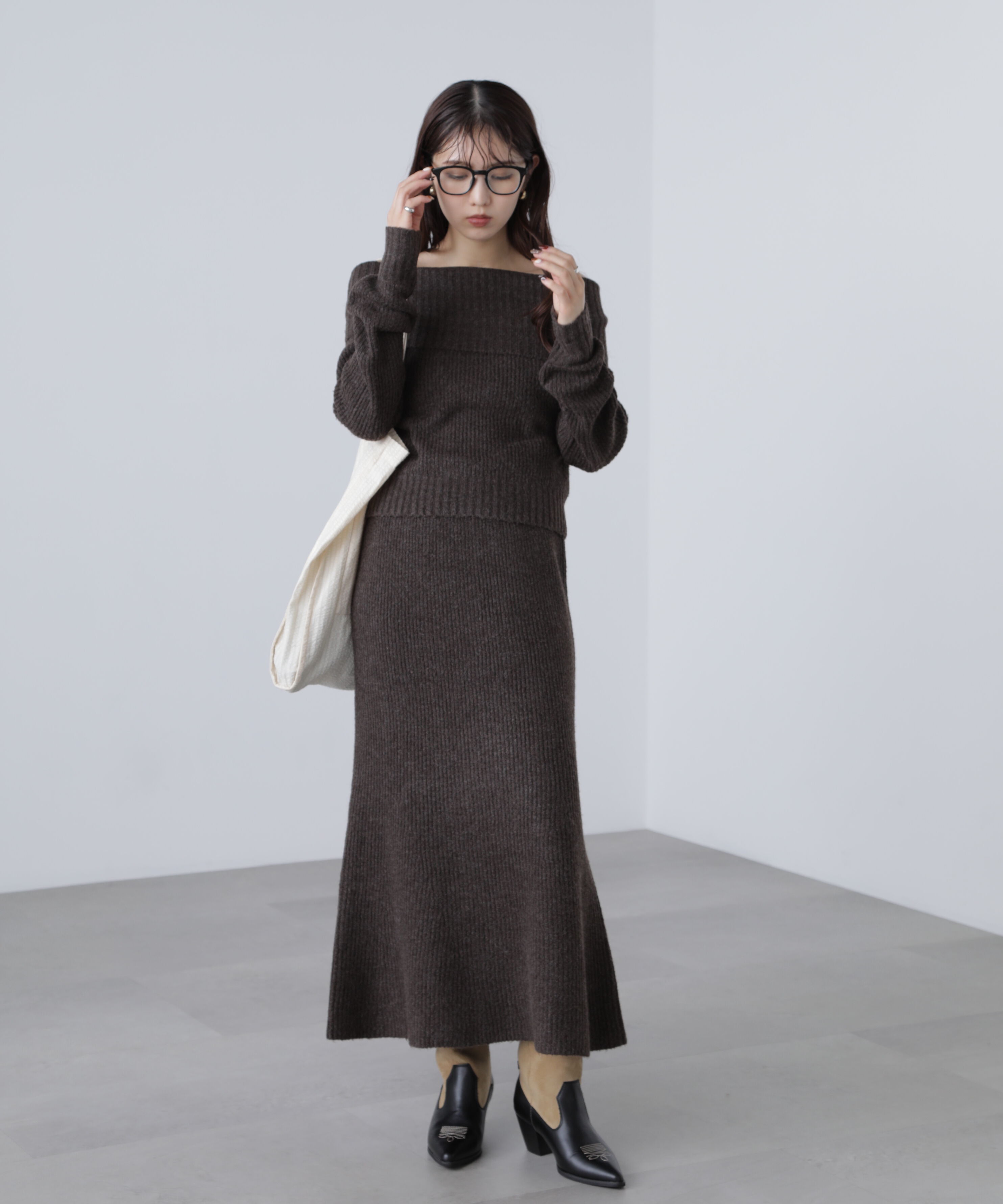  「オフショルニットマーメイドスカートセットアップ」|ワンピース|