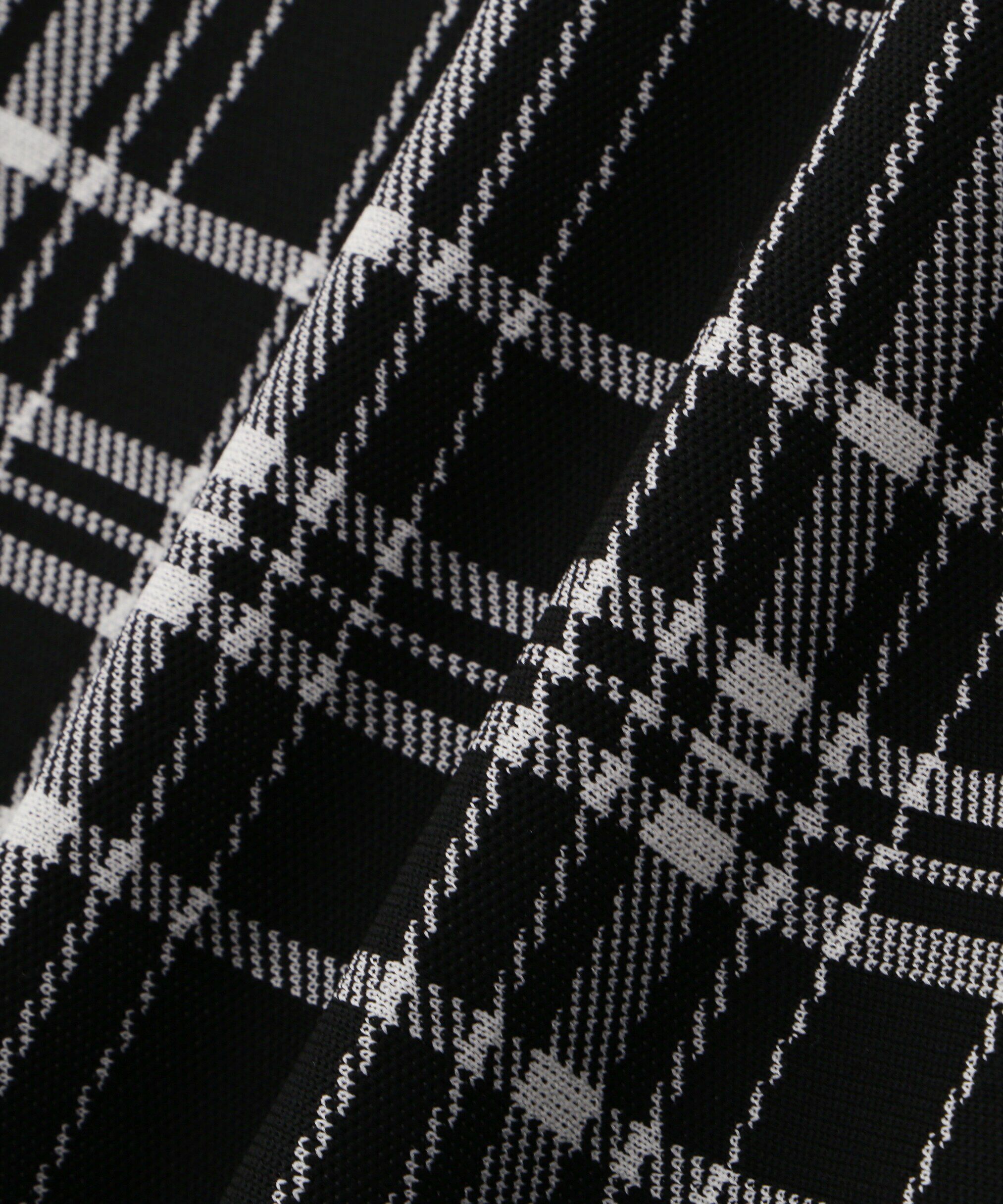  「ポロシャツ切り替えチェックニットワンピース」|ワンピース|